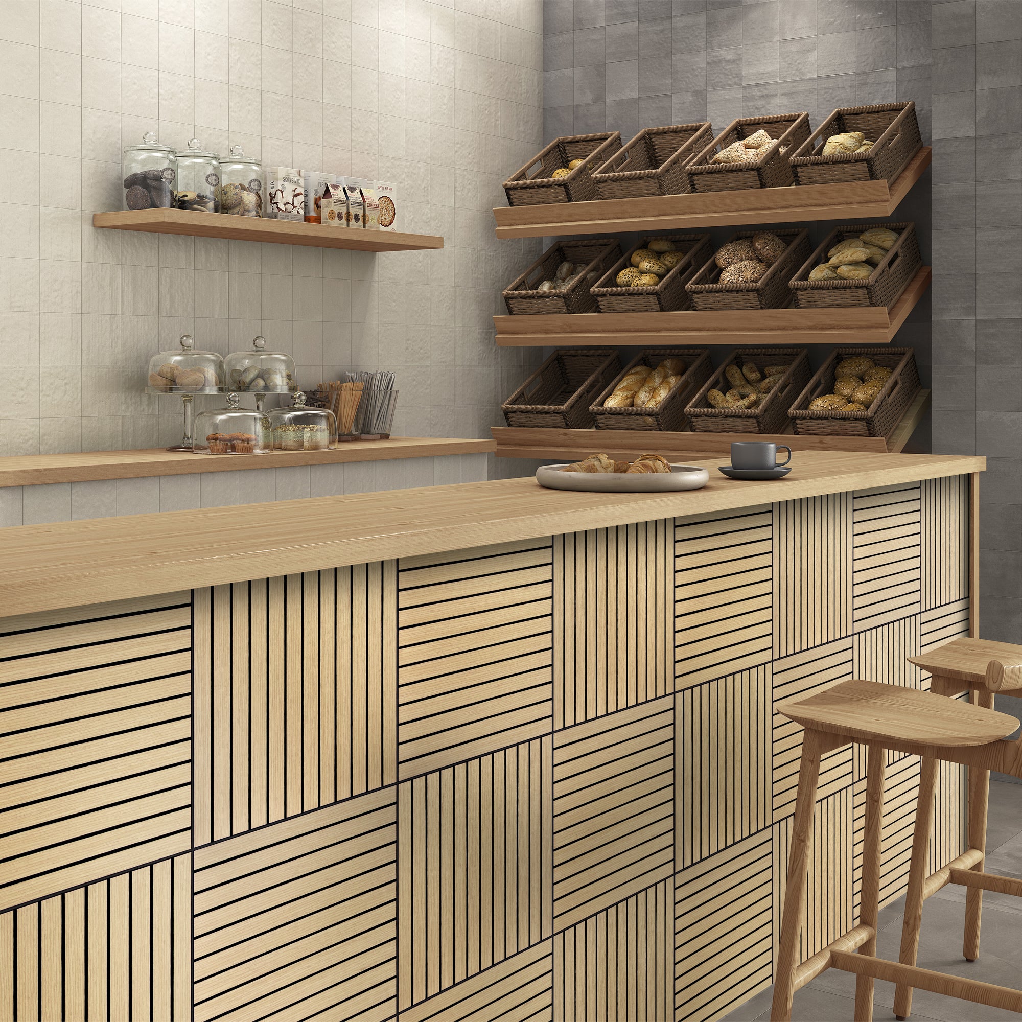 Natural Oak PET Peel and Stick Acoustic Wall Paneling