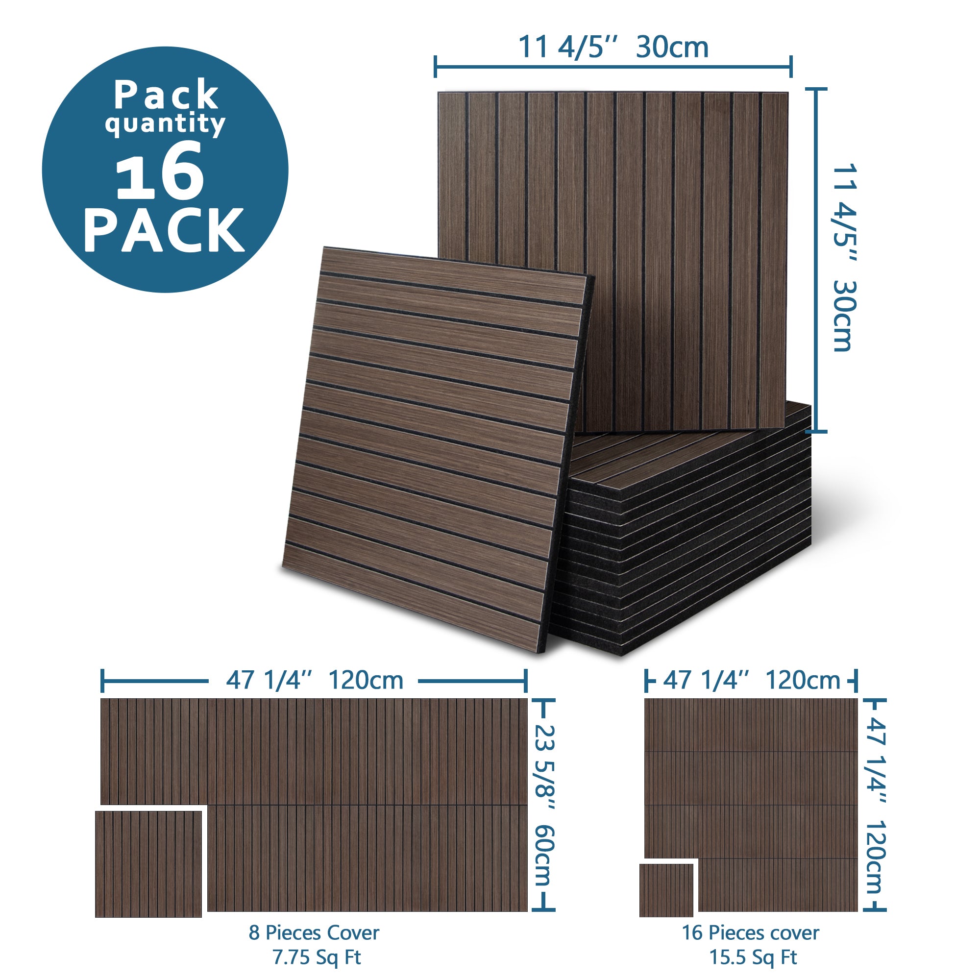 Walnut PET Peel and Stick Acoustic Wall Paneling
