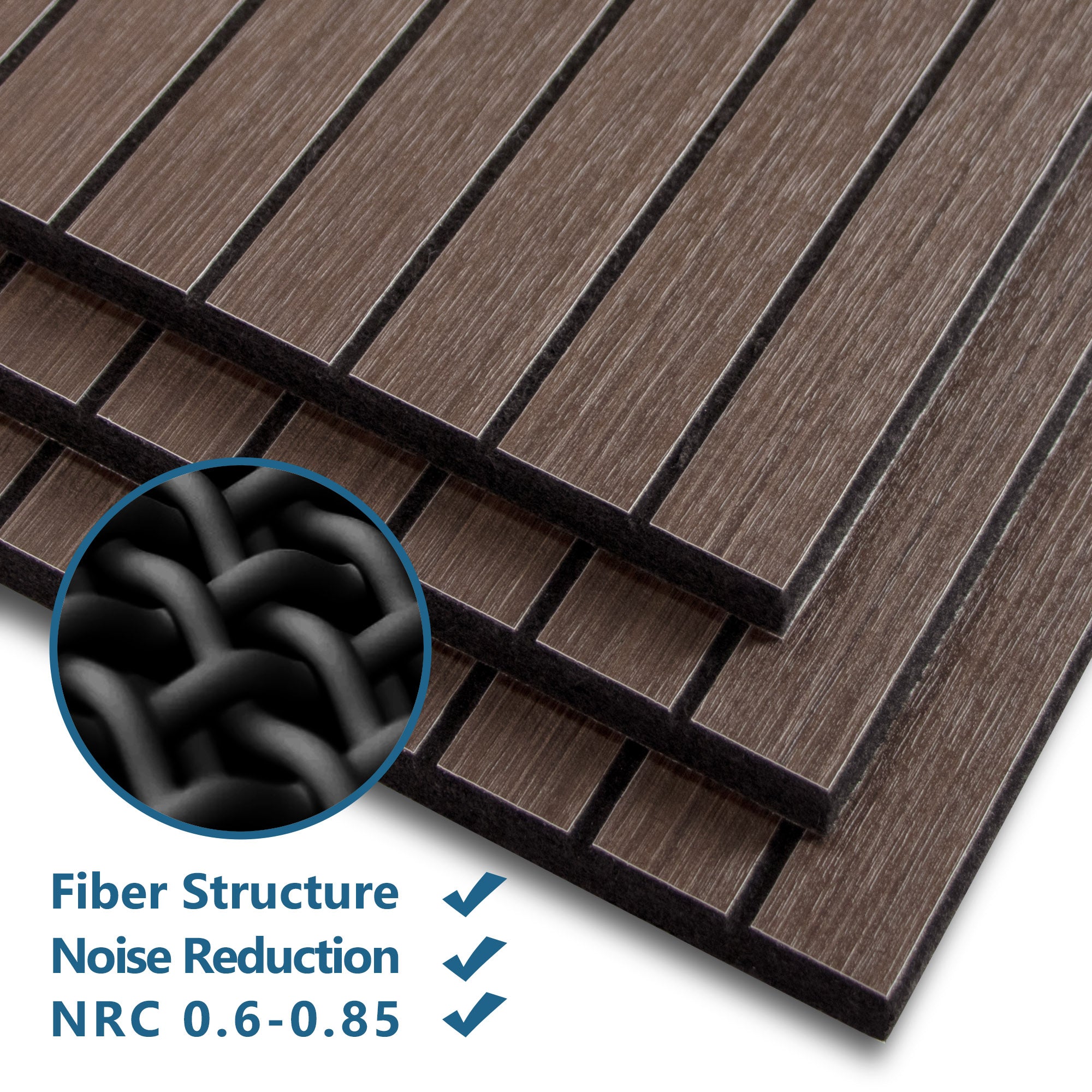 Walnut PET Peel and Stick Acoustic Wall Paneling