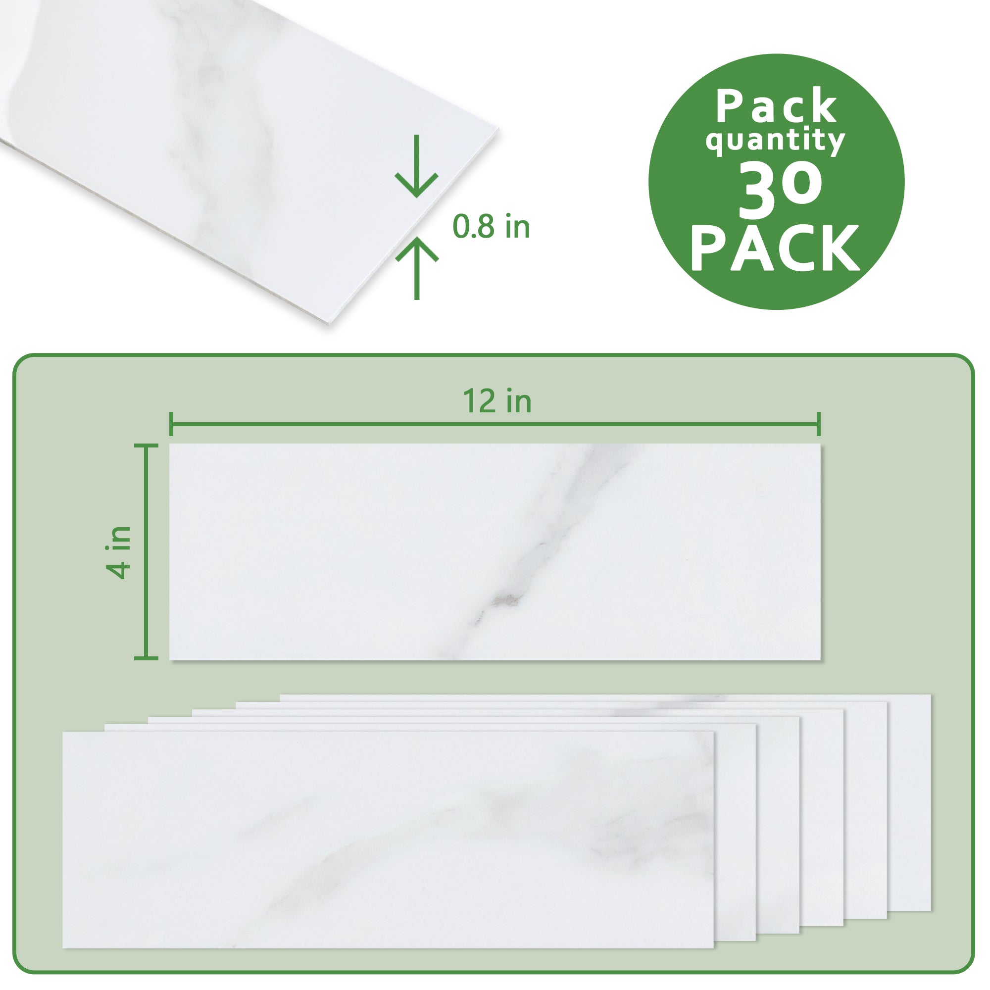4x12" Subway Carrara White Peel and Stick Backsplash Tile