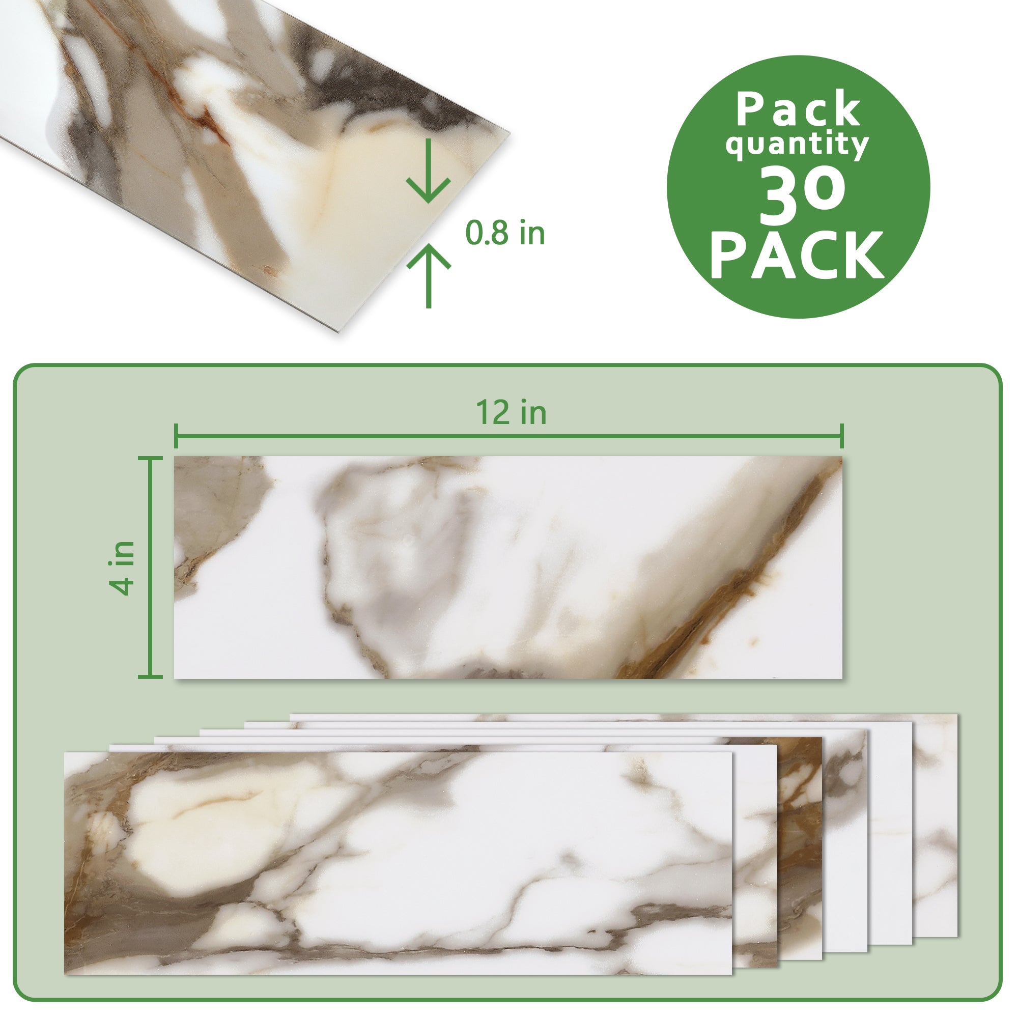 4x12" Subway Calacatta Gold Peel and Stick Backsplash Tile