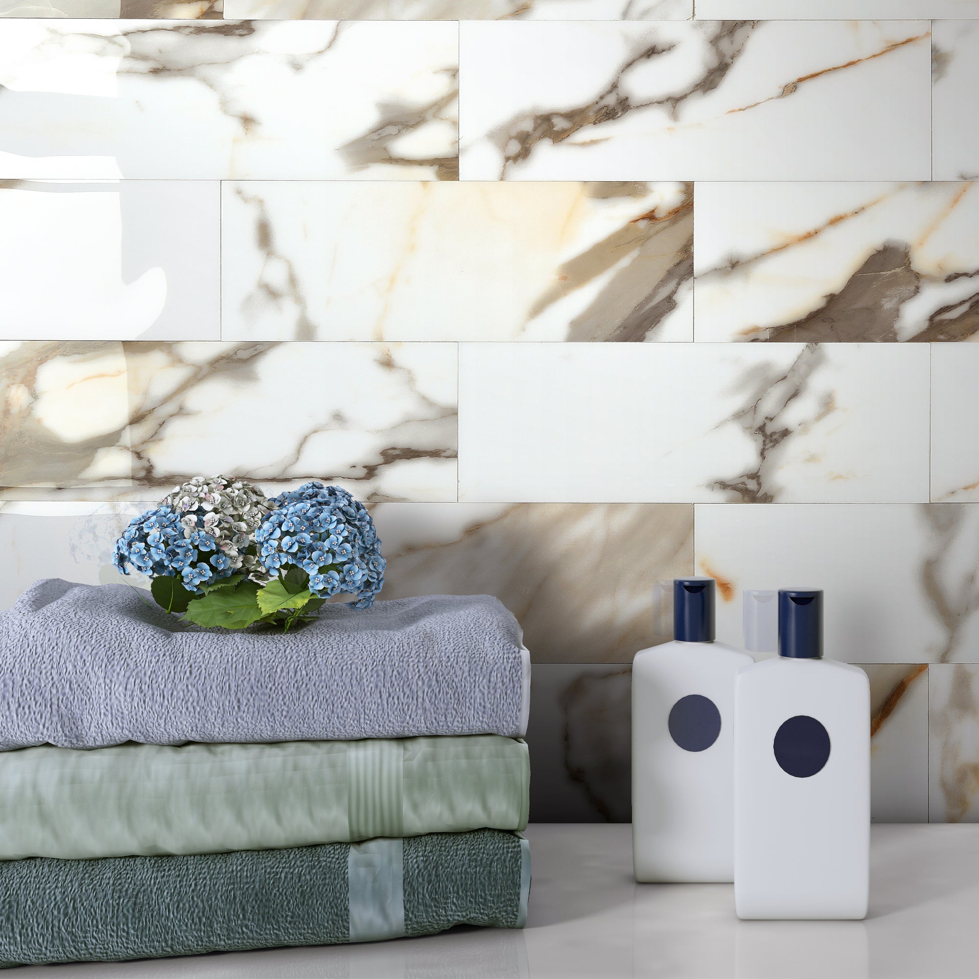 4x12" Subway Calacatta Gold Peel and Stick Backsplash Tile