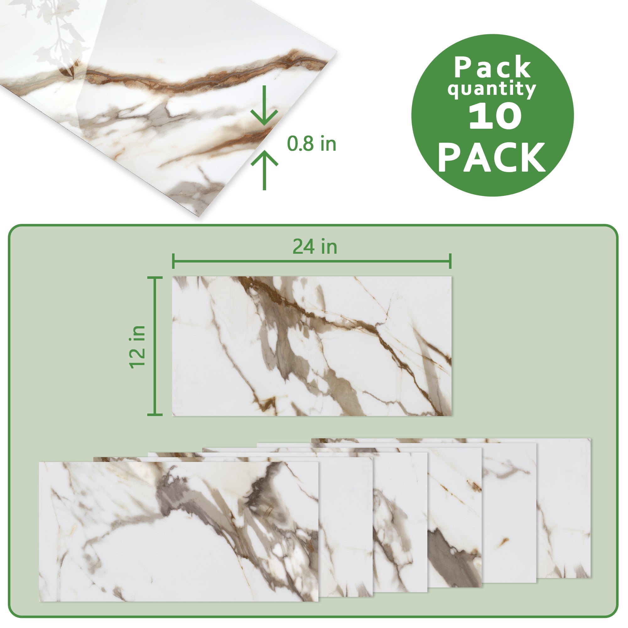 12x24" Subway Calacatta Gold Peel and Stick Backsplash Tile