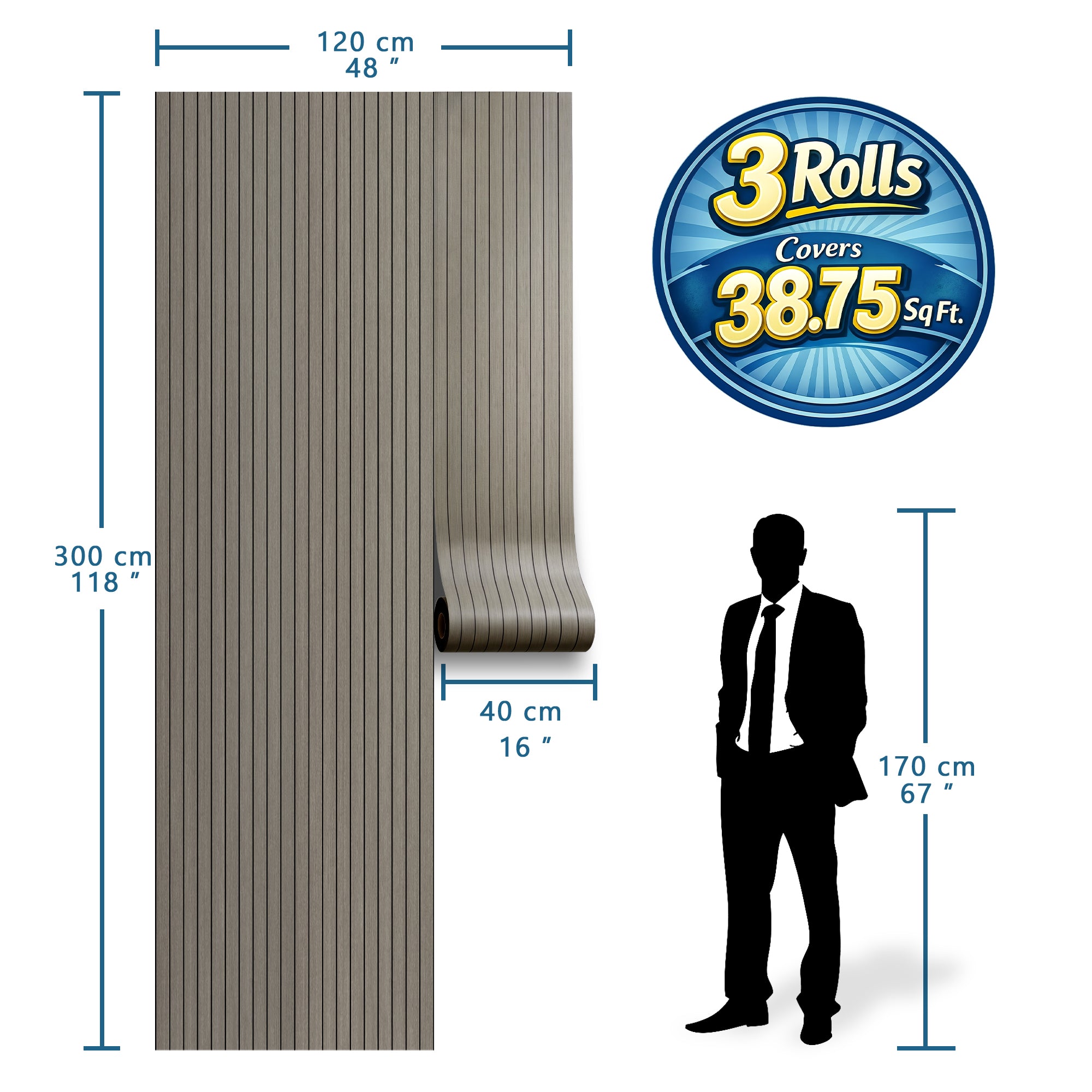 Gray Wood Grain Peel and Stick Wall Paneling Roll