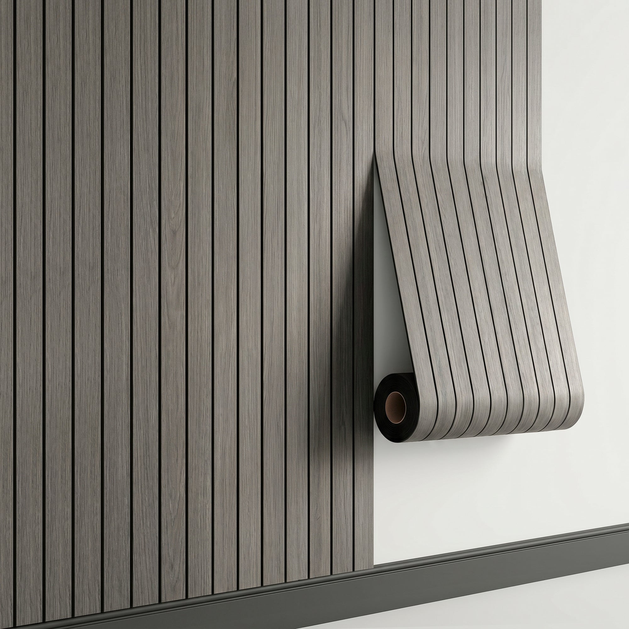Gray Wood Grain Peel and Stick Wall Paneling Roll