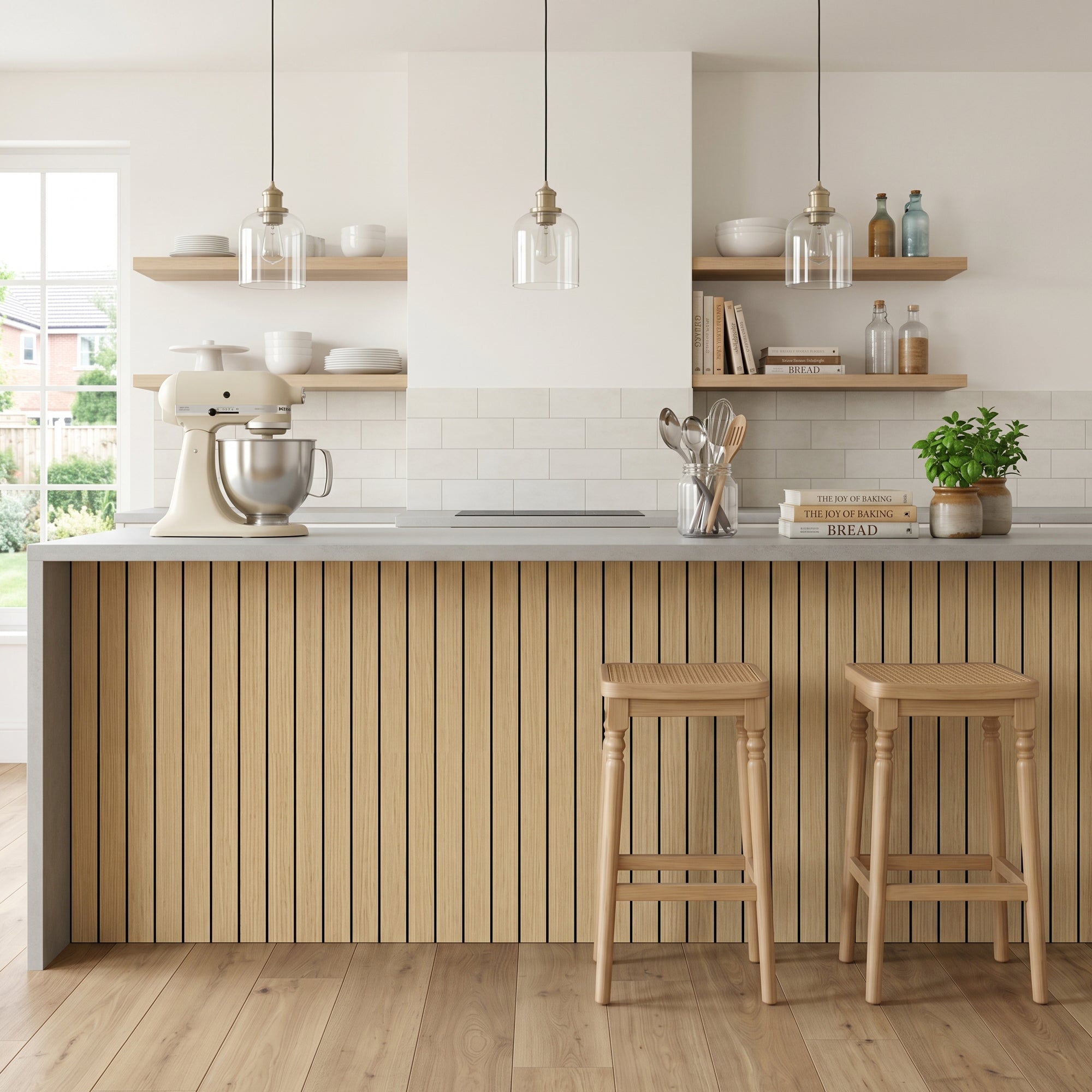 Natural Oak Wood Grain Peel and Stick Wall Paneling Roll