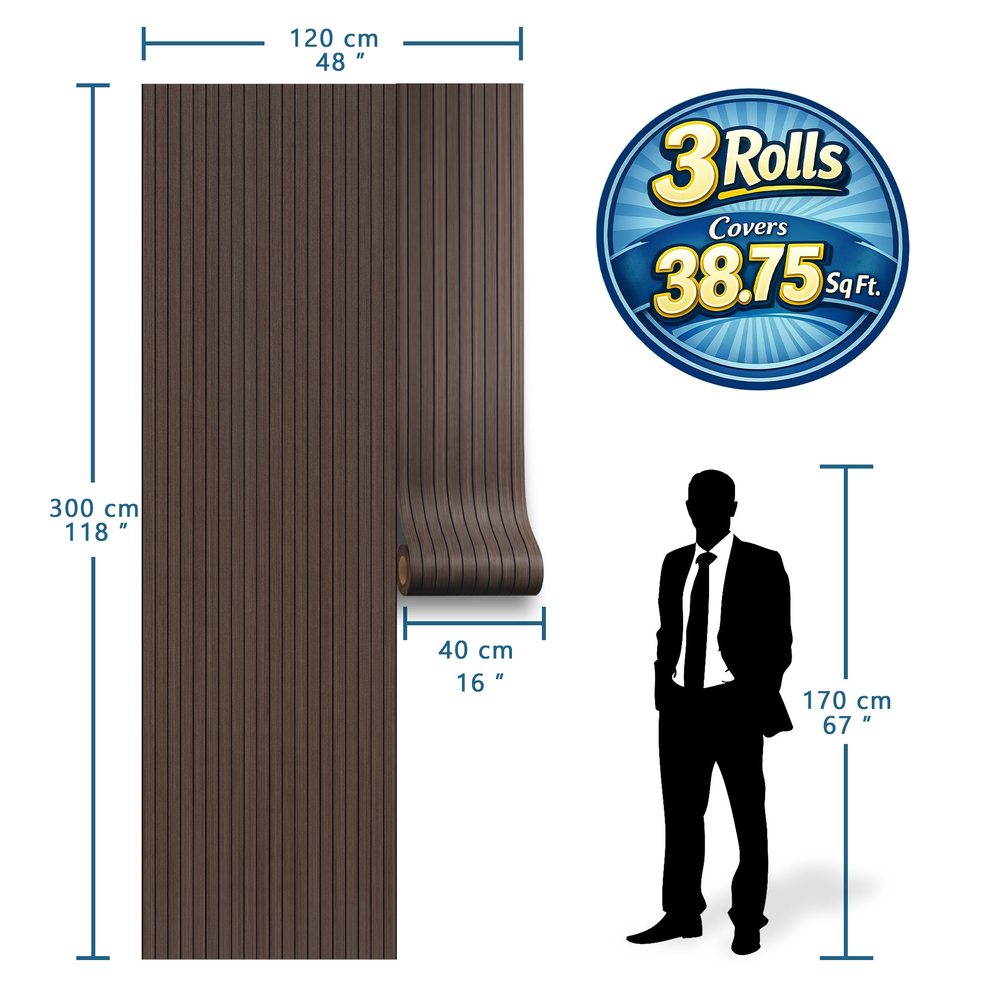 Walnut Wood Grain Peel and Stick Wall Paneling Roll