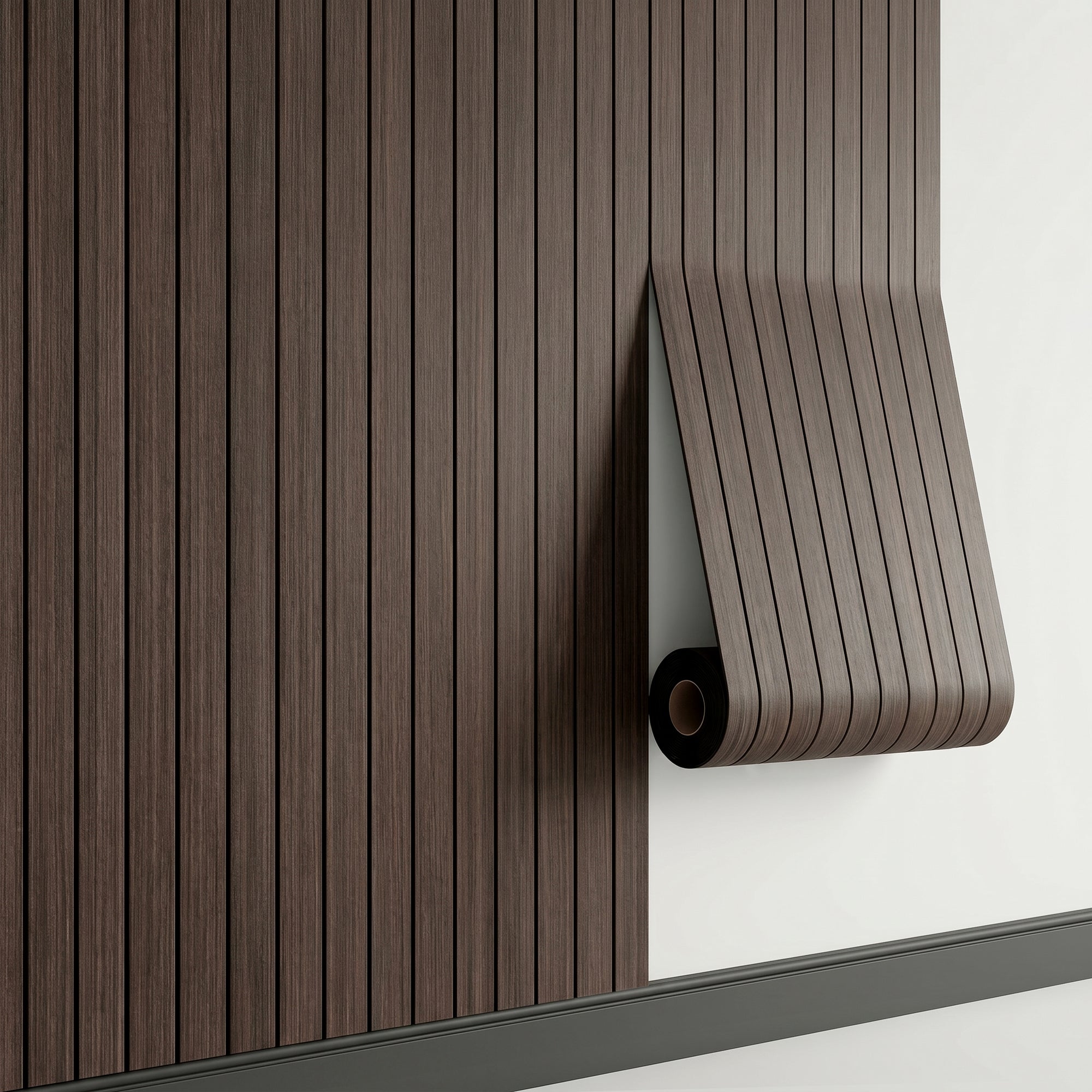 Walnut Wood Grain Peel and Stick Wall Paneling Roll