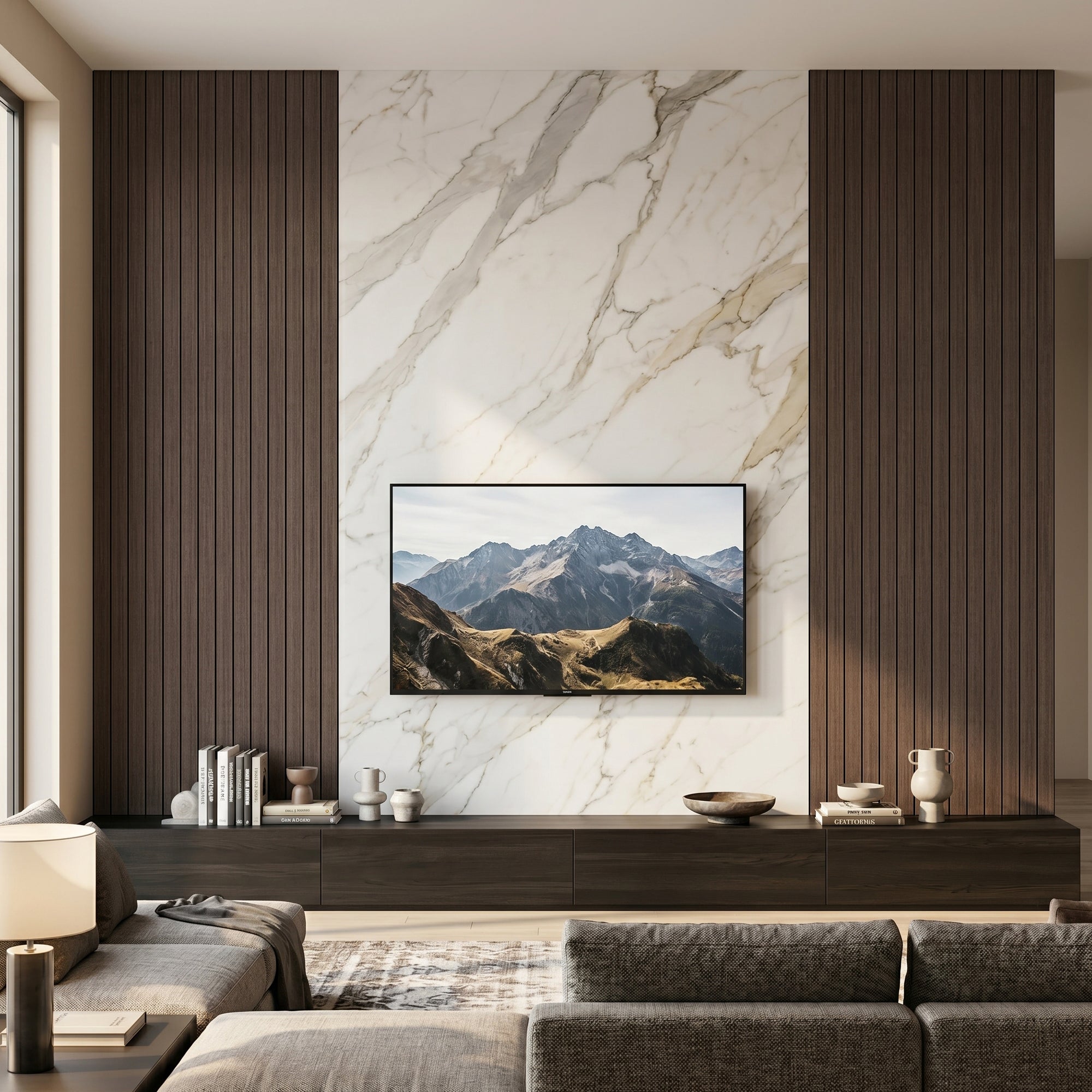 Walnut Wood Grain Peel and Stick Wall Paneling Roll
