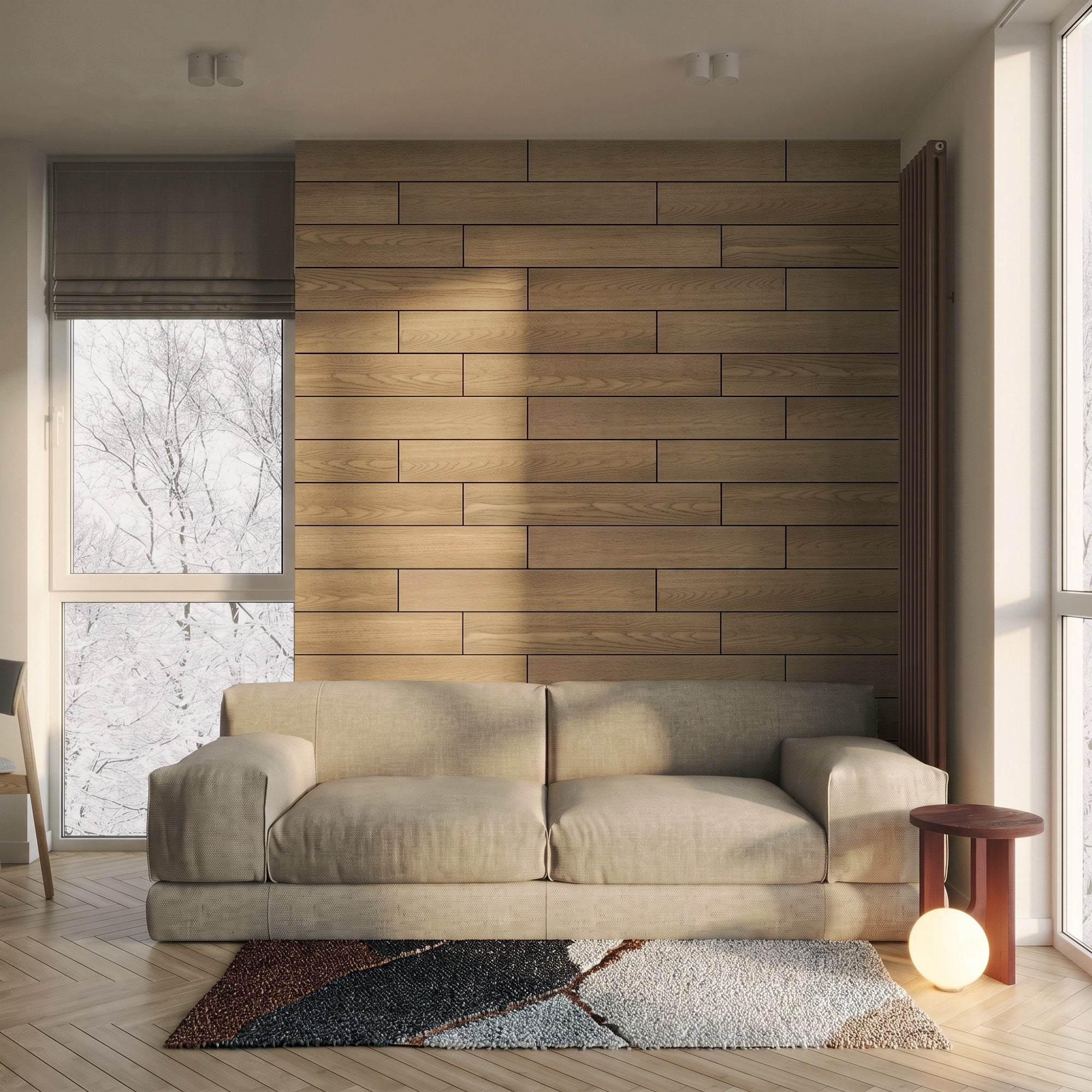 Natural Oak Peel and Stick Acoustic Wall Plank