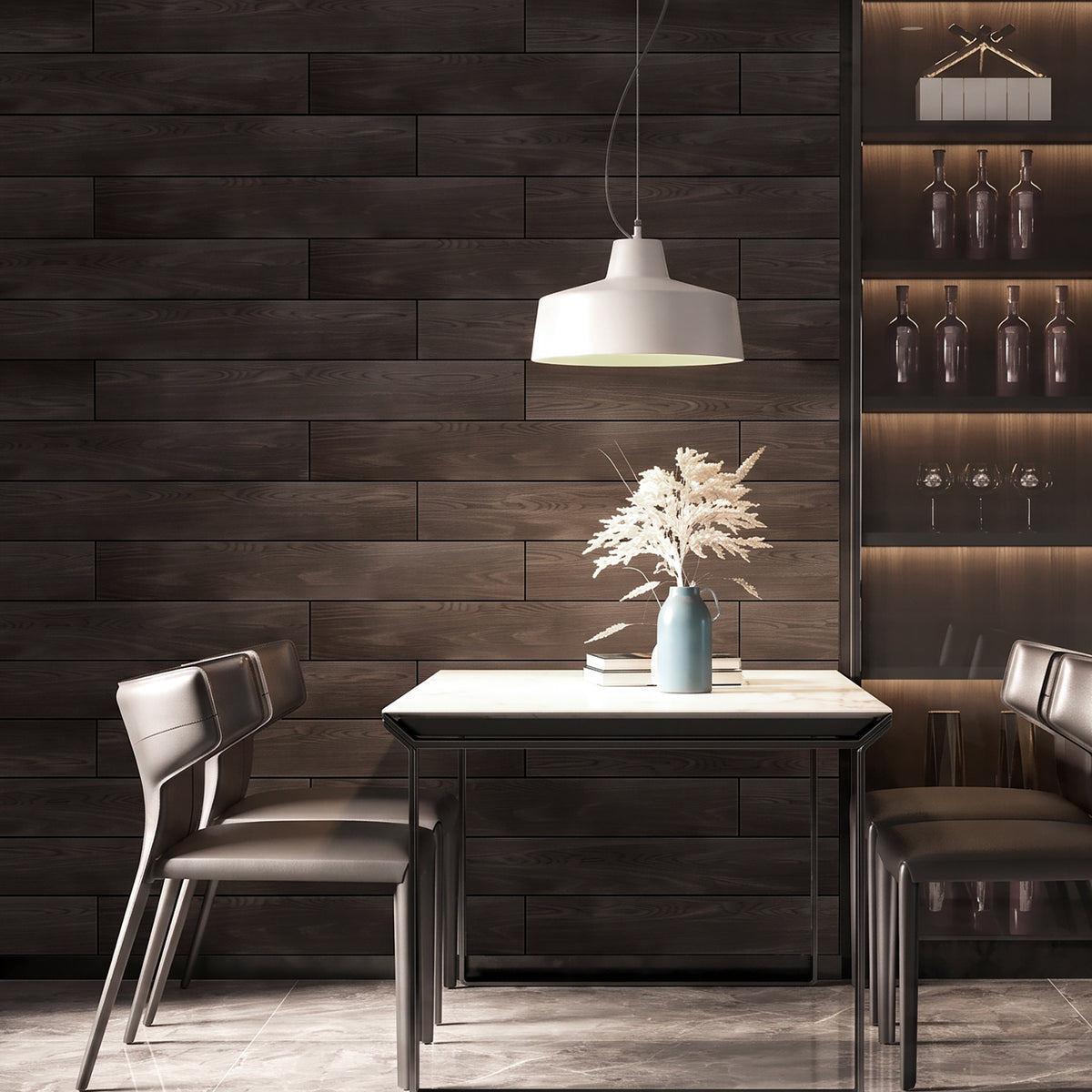 Smoke Oak Peel and Stick Acoustic Wall Plank