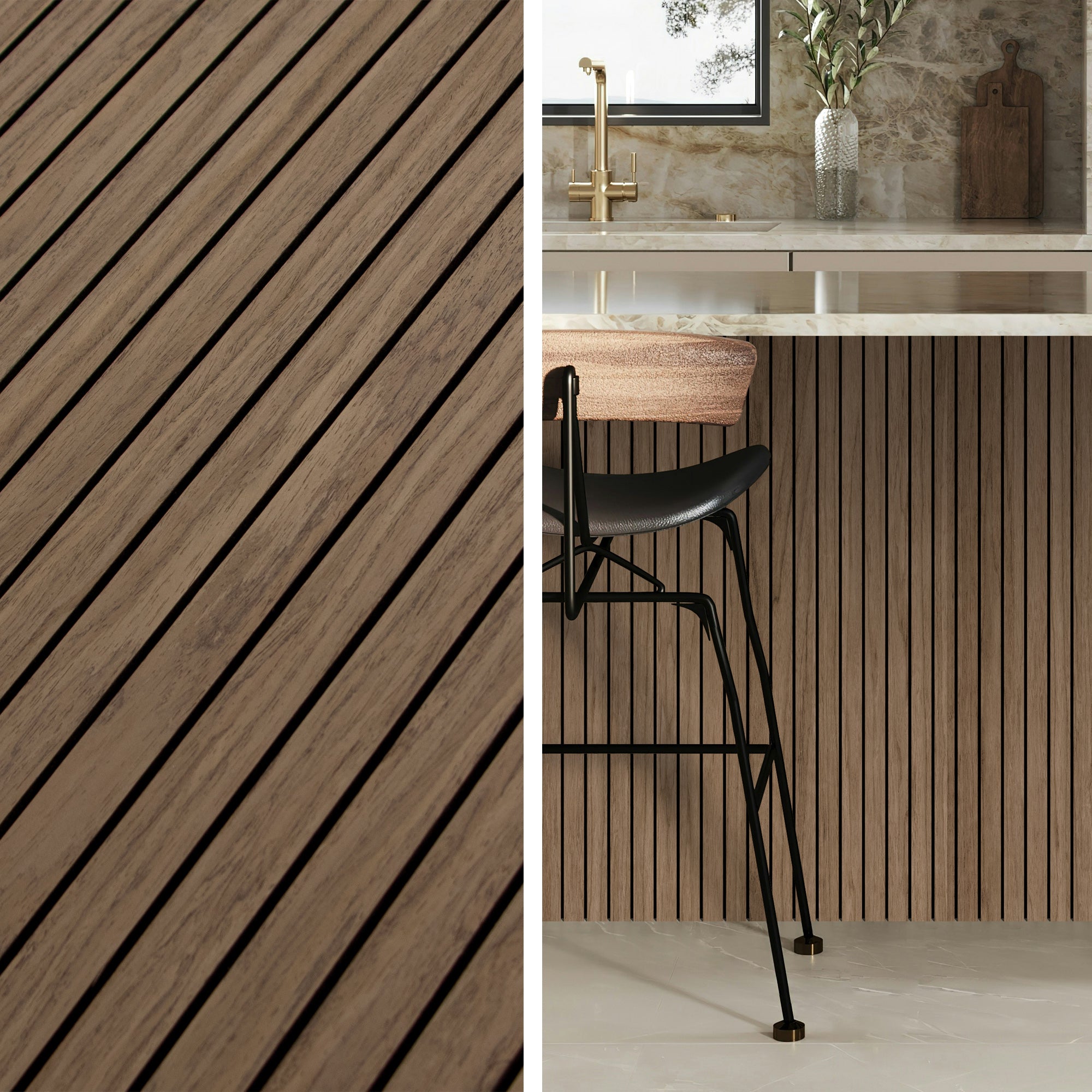 Walnut Wood Slat Acoustic Panels Decorative Wall Paneling