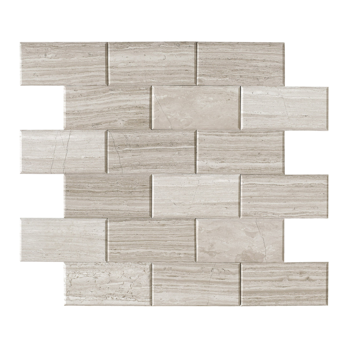 Subway Gray Wood Natural Marble Peel and Stick Backsplash Tile