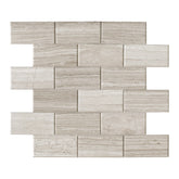 Subway Gray Wood Natural Marble Peel and Stick Backsplash Tile