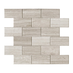 Subway Gray Wood Natural Marble Peel and Stick Backsplash Tile