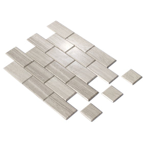 Subway Gray Wood Natural Marble Peel and Stick Backsplash Tile