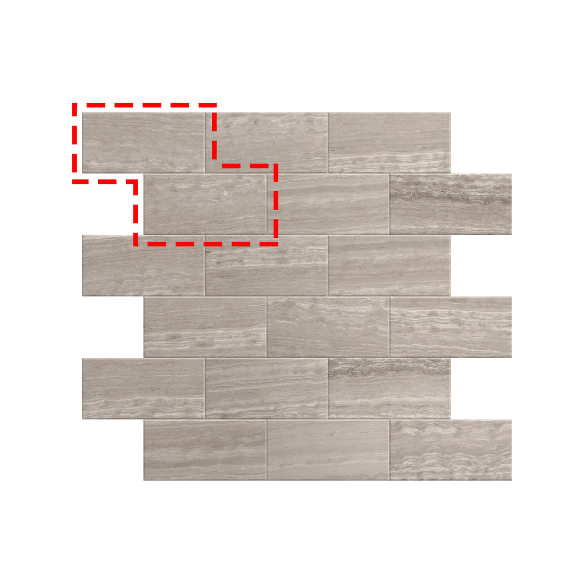 Subway Gray Wood Natural Marble Peel and Stick Backsplash Tile