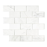 Subway Carrara White Natural Marble Peel and Stick Backsplash Tile