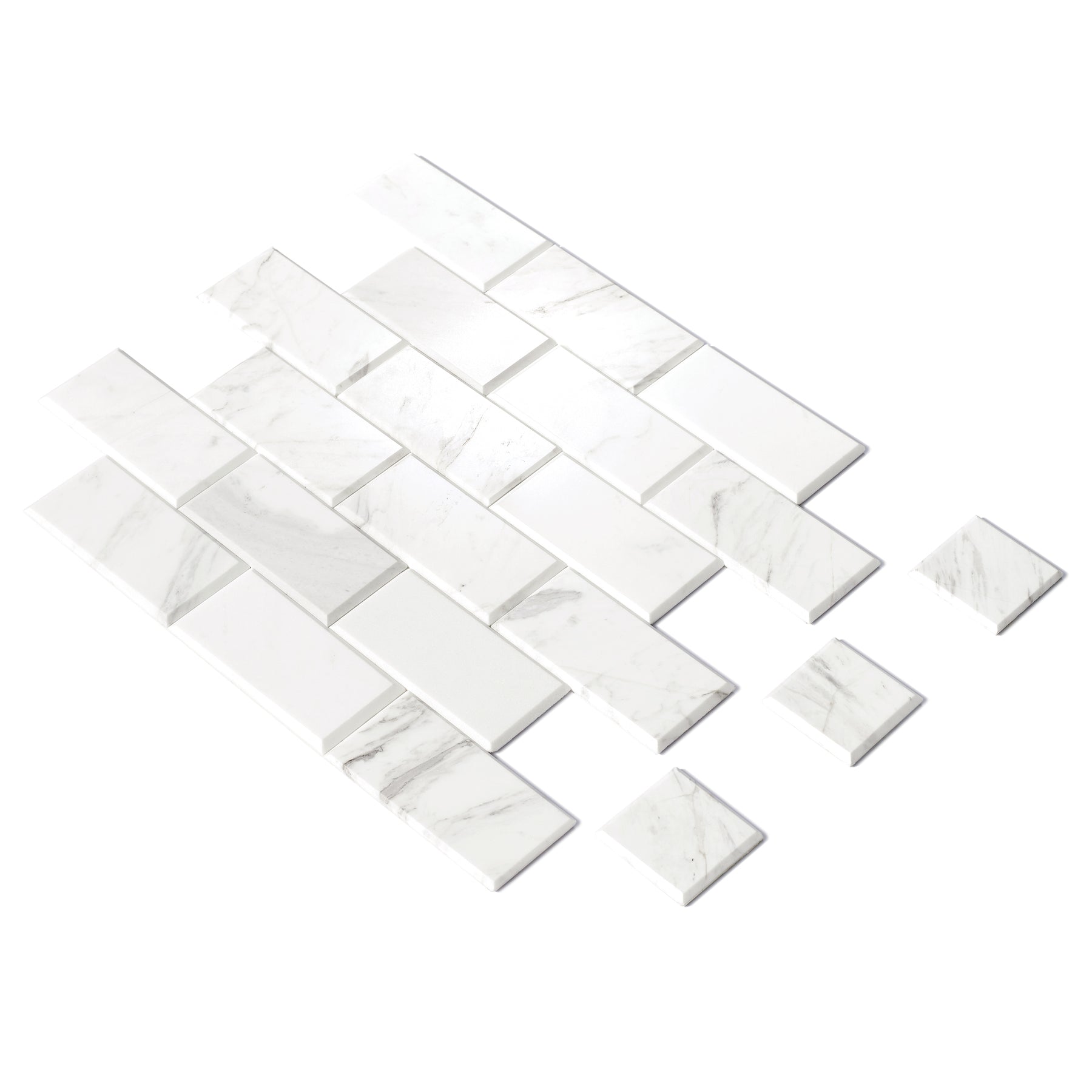 Subway Carrara White Natural Marble Peel and Stick Backsplash Tile