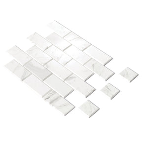 Subway Carrara White Natural Marble Peel and Stick Backsplash Tile