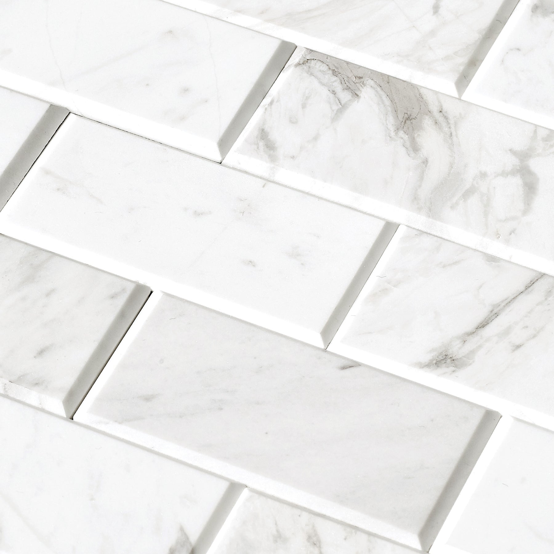 Subway Carrara White Natural Marble Peel and Stick Backsplash Tile