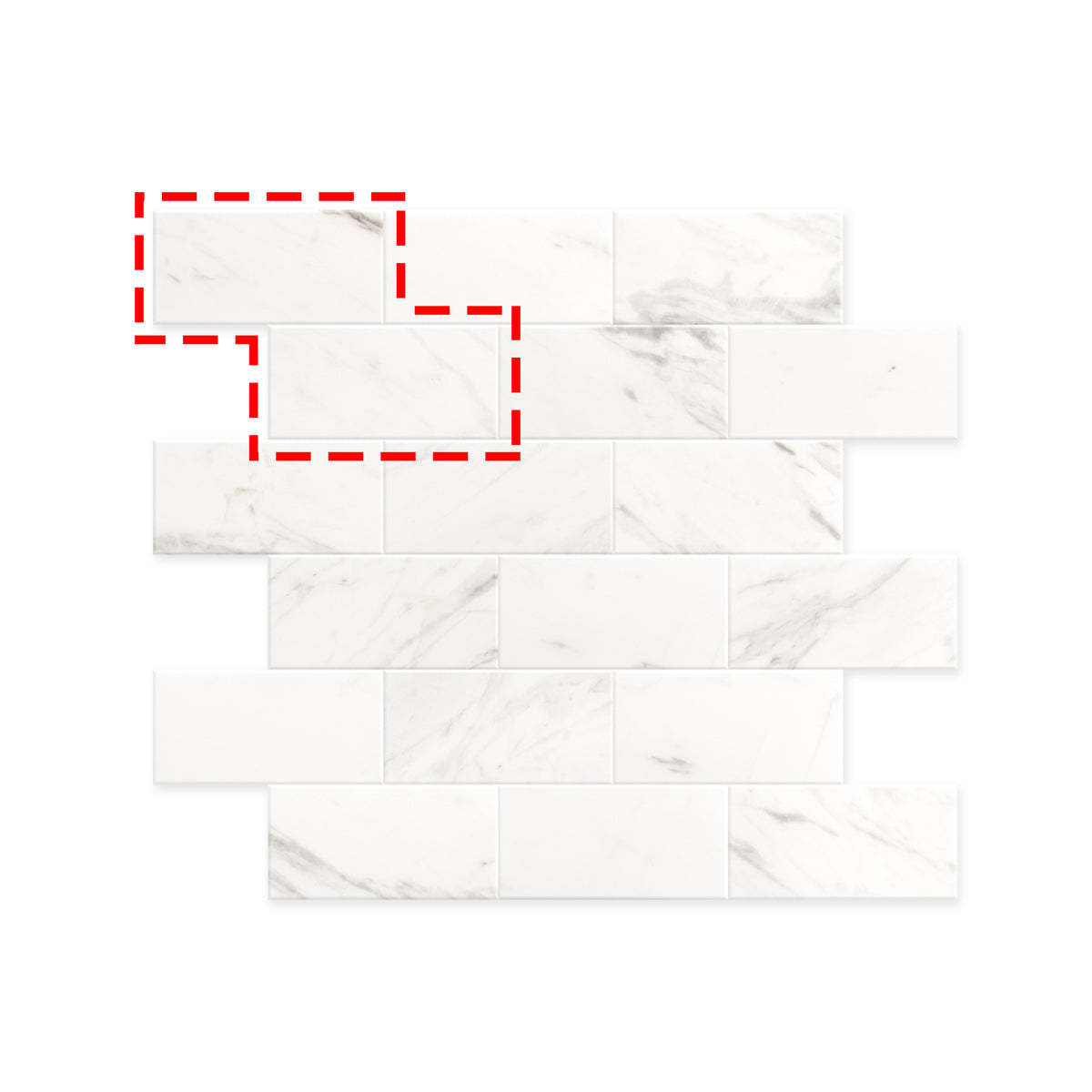 Subway Carrara White Natural Marble Peel and Stick Backsplash Tile