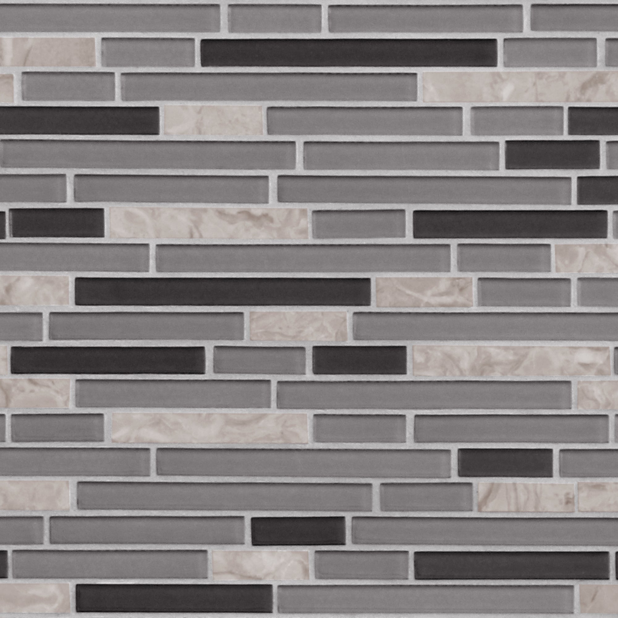 Interlocking Gray and Black Glossy Glass Wall Mosaic Tile