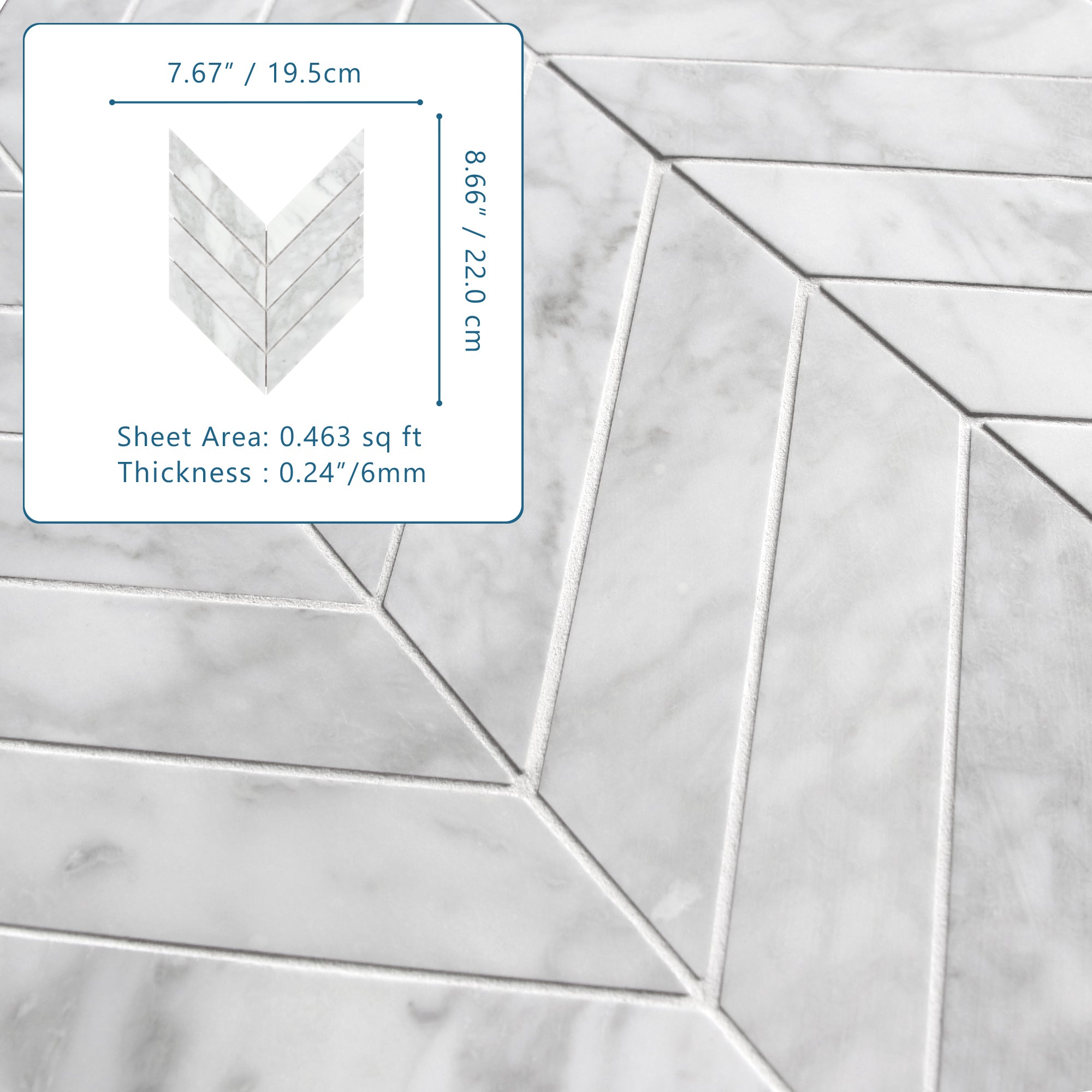 Carrara White Chevron Natural Marble Floor and Wall Mosaic Tile
