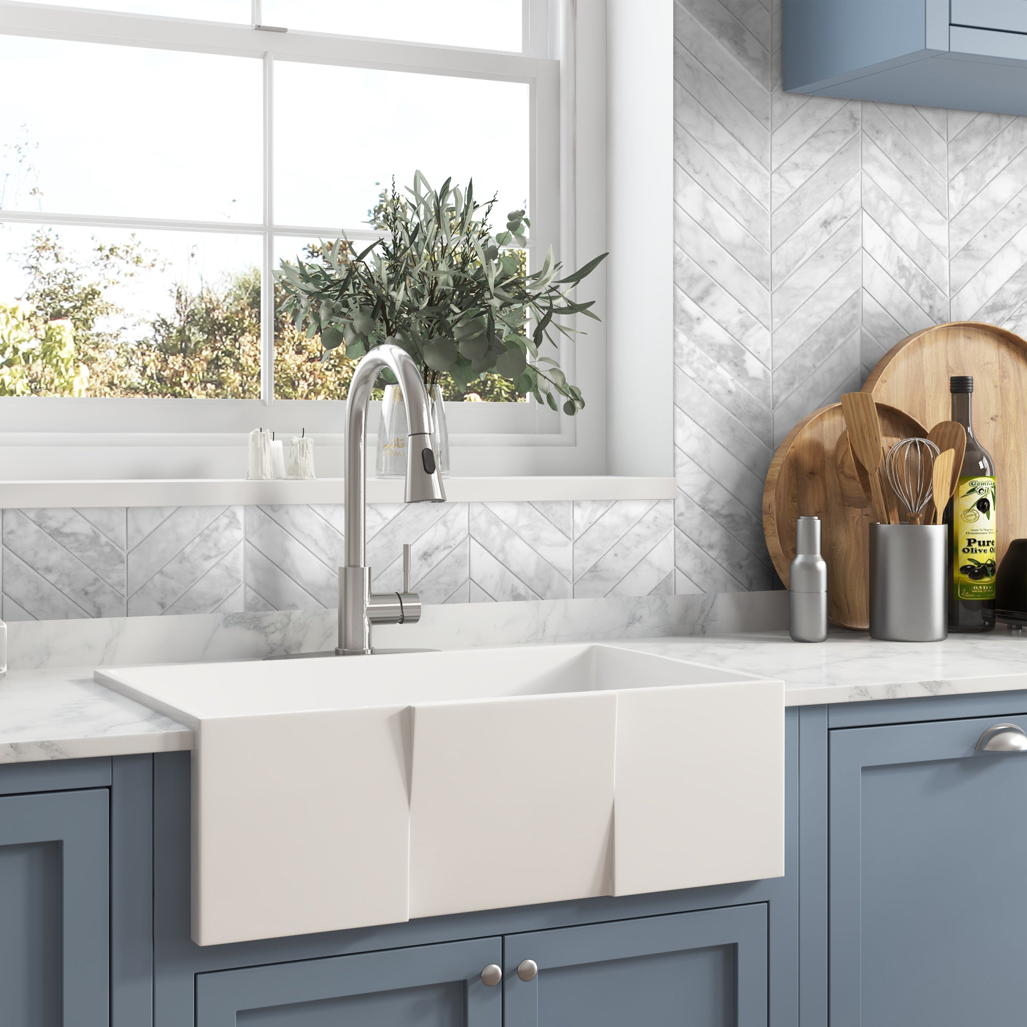 Carrara White Chevron Natural Marble Floor and Wall Mosaic Tile