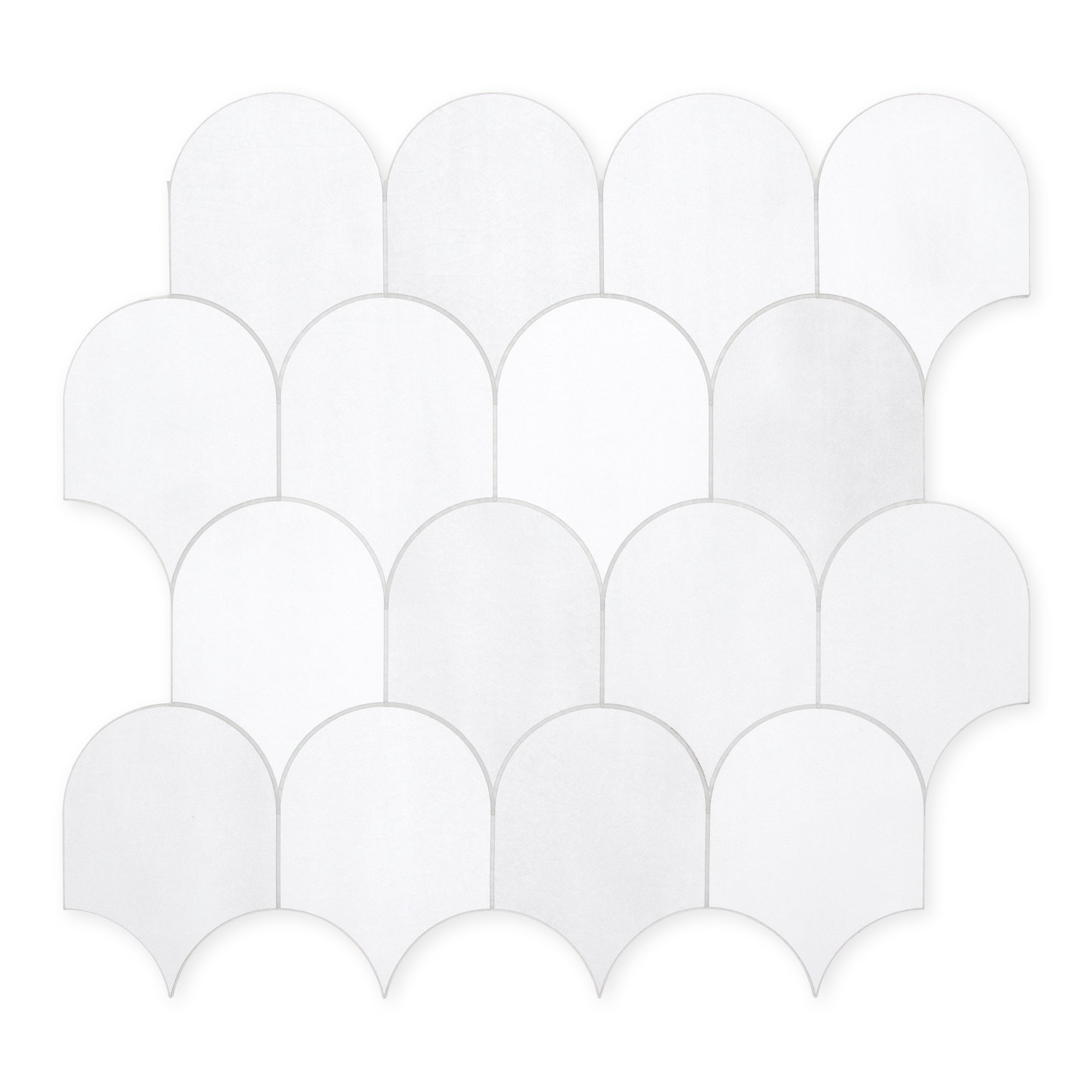 White Fish Scale Peel and Stick Backsplash Tile