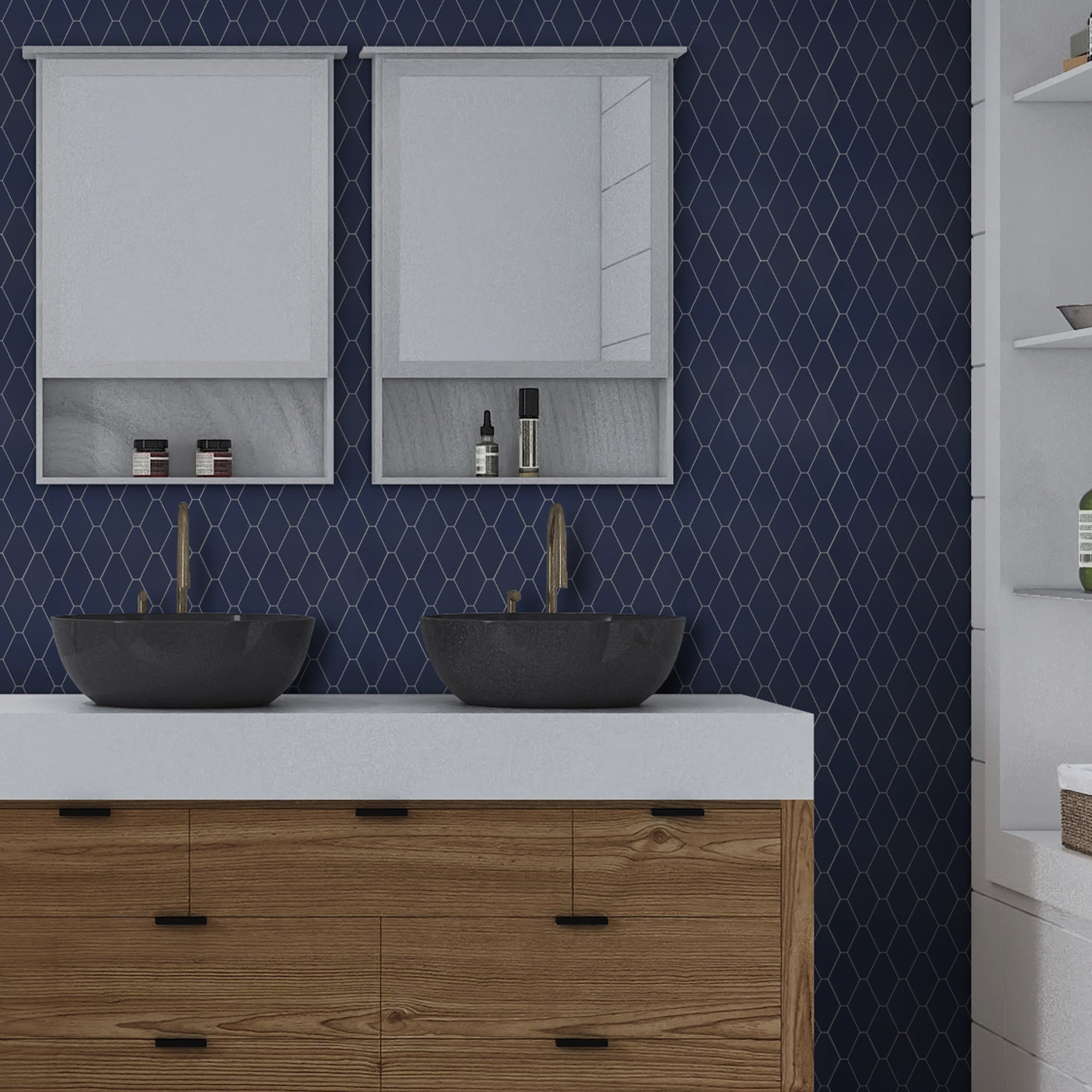 Diamond Navy Blue Peel and Stick Backsplash Tile
