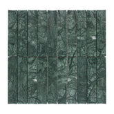 Stacked Indian Green Flucted Natural Marble Wall Mosaic Tile