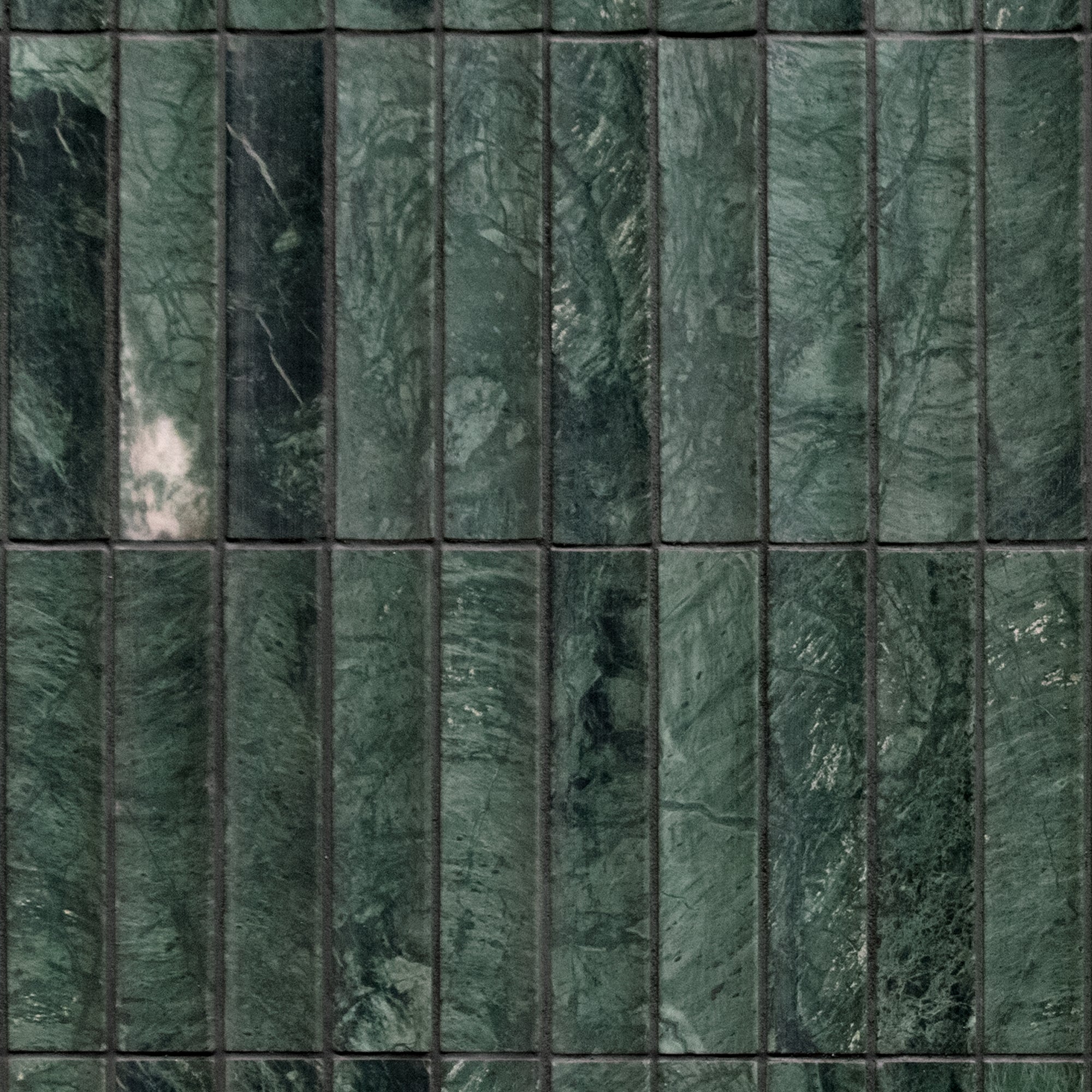 Stacked Indian Green Fluted Natural Marble Wall Mosaic Tile
