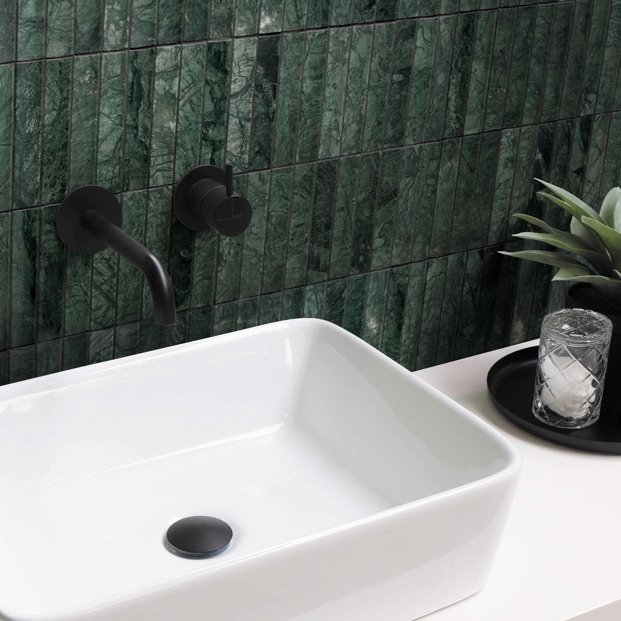 Stacked Indian Green Fluted Natural Marble Wall Mosaic Tile