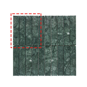 Stacked Indian Green Flucted Natural Marble Wall Mosaic Tile