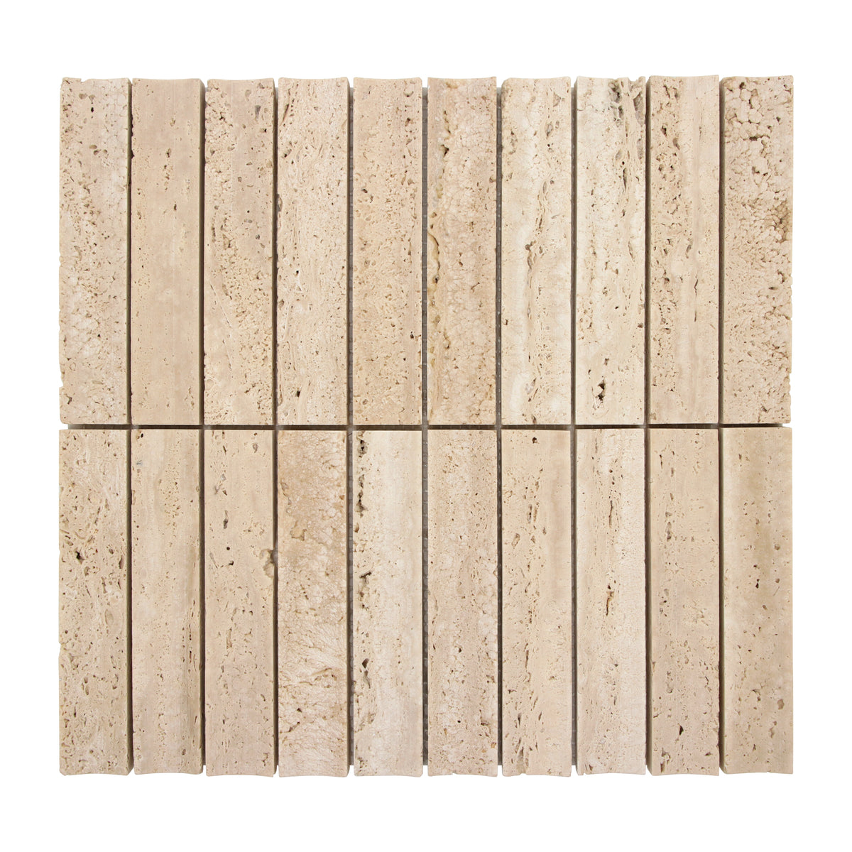 Stacked Travertino Flucted Natural Marble Wall Mosaic Tile