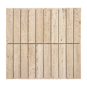 Stacked Travertino Flucted Natural Marble Wall Mosaic Tile