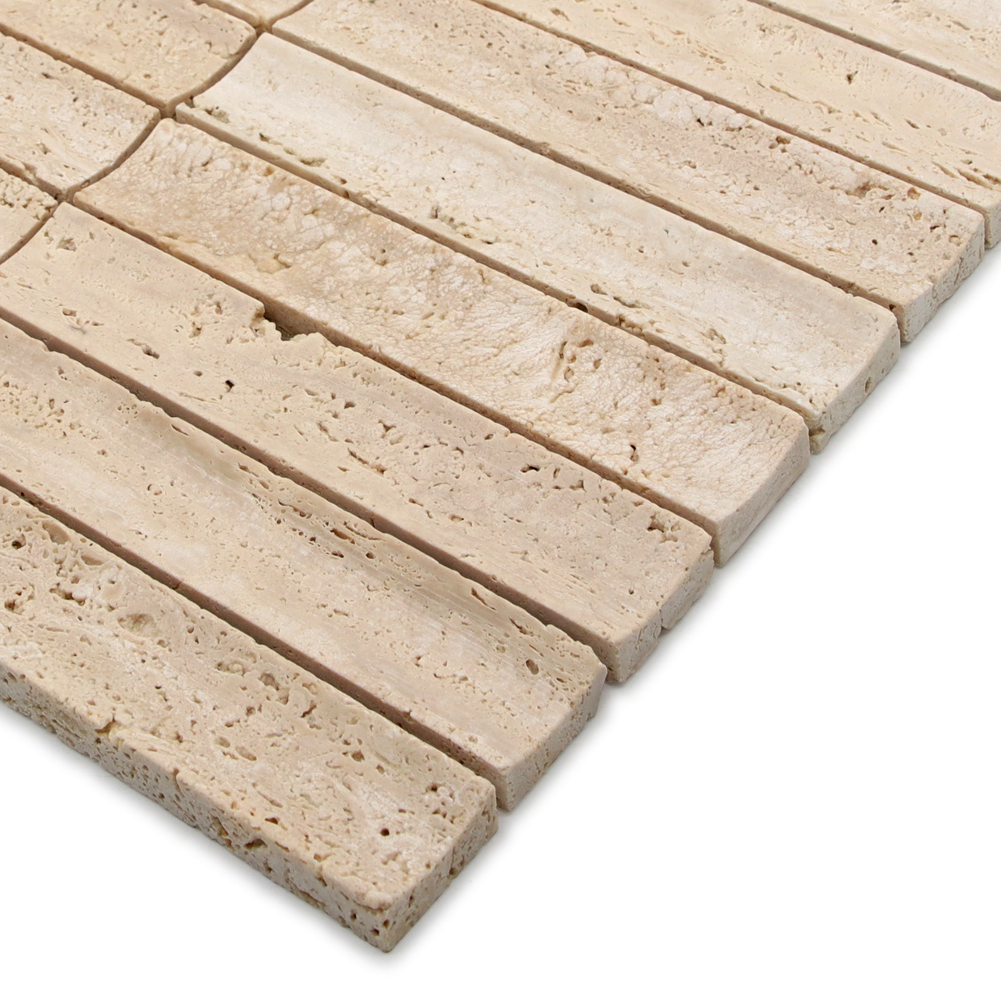 Stacked Travertino Fluted Natural Marble Wall Mosaic Tile