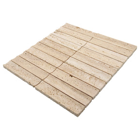 Stacked Travertino Flucted Natural Marble Wall Mosaic Tile