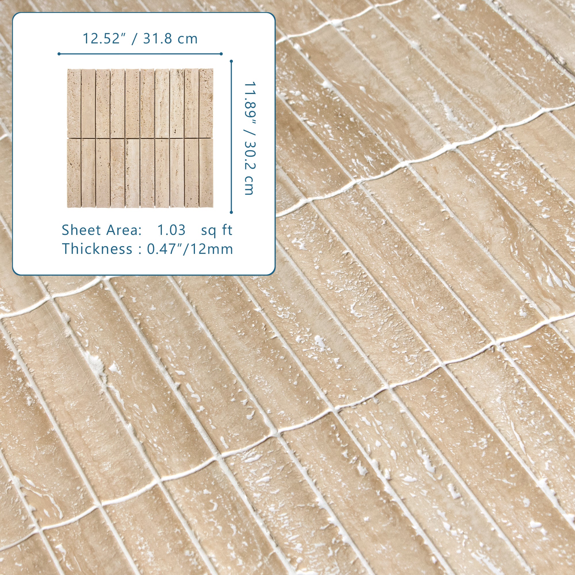 Stacked Travertino Fluted Natural Marble Wall Mosaic Tile