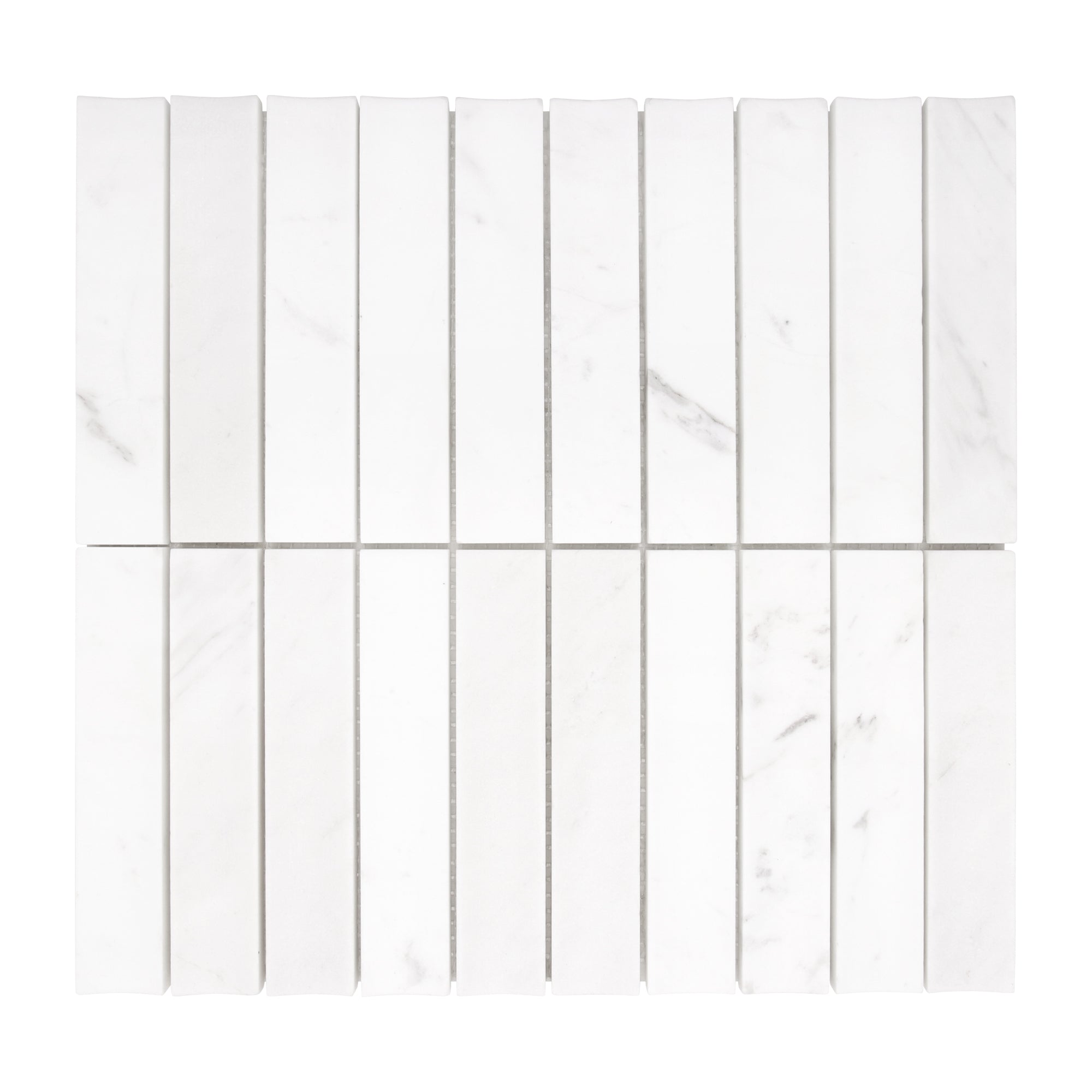 Stacked White Calacatta Fluted Natural Marble Wall Mosaic Tile