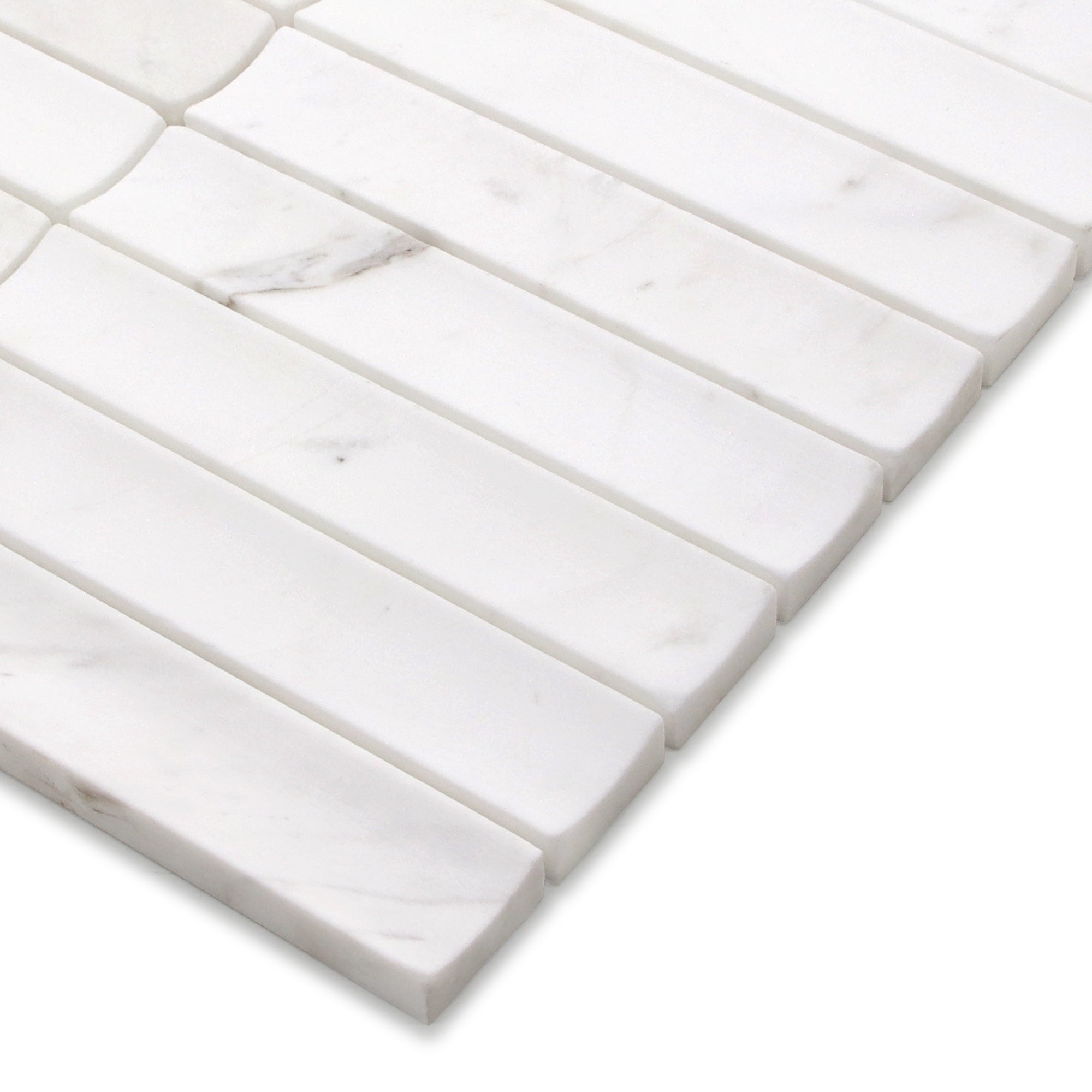 Stacked White Calacatta Fluted Natural Marble Wall Mosaic Tile