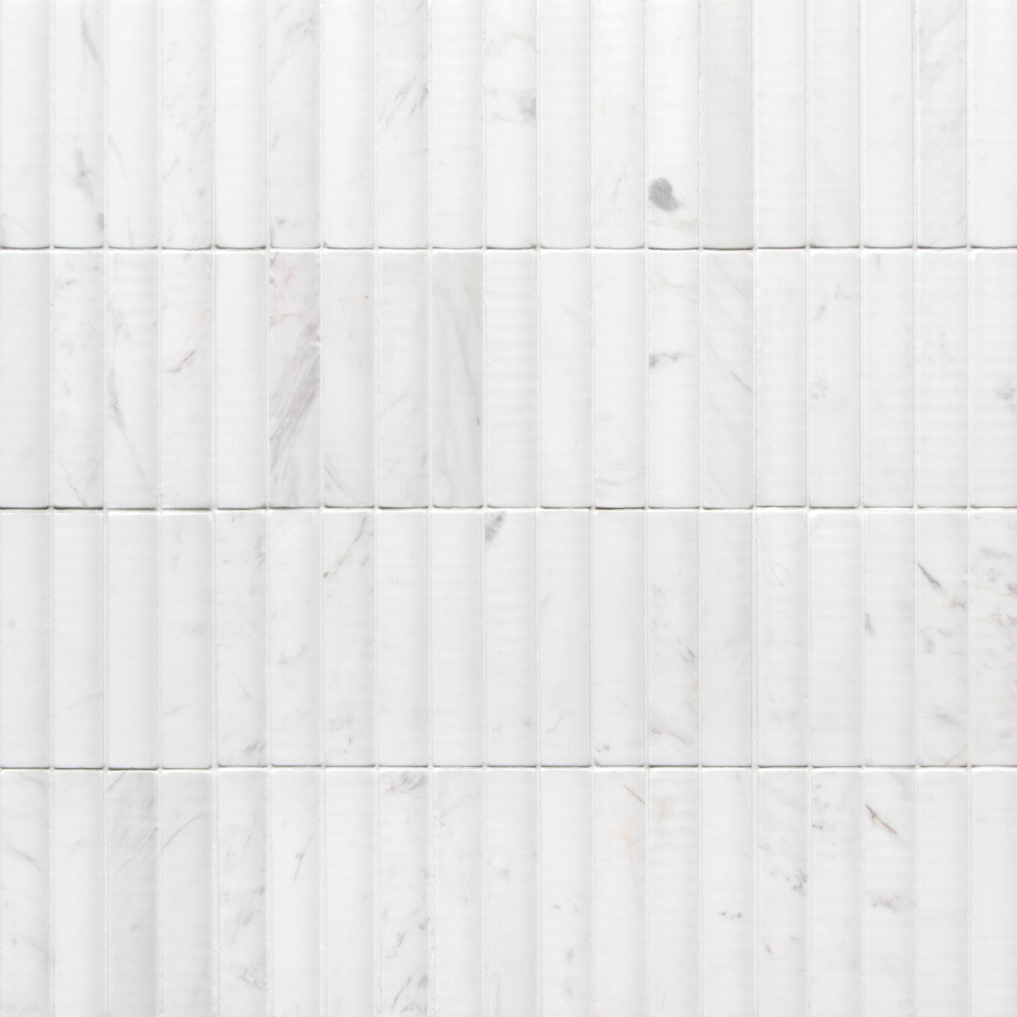 Stacked White Calacatta Fluted Natural Marble Wall Mosaic Tile