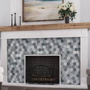 2'' Hexagon Gray Peel and Stick Backsplash Wall Tile