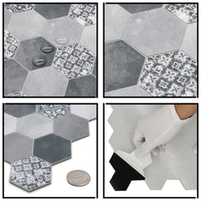 2'' Hexagon Gray Peel and Stick Backsplash Wall Tile