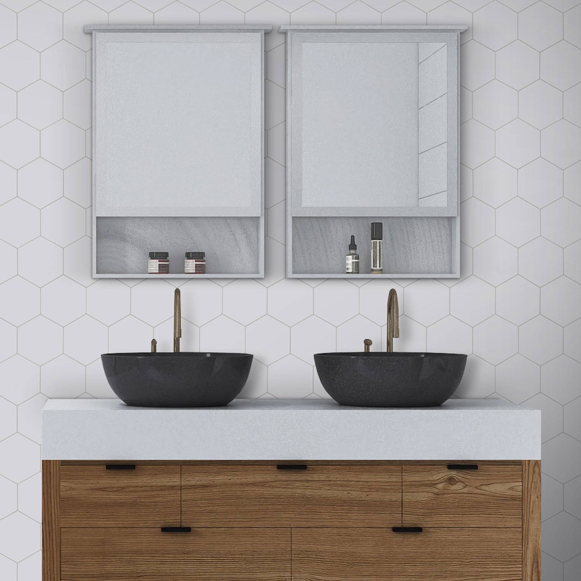 Big Hexagon White Peel and Stick Backsplash Tile