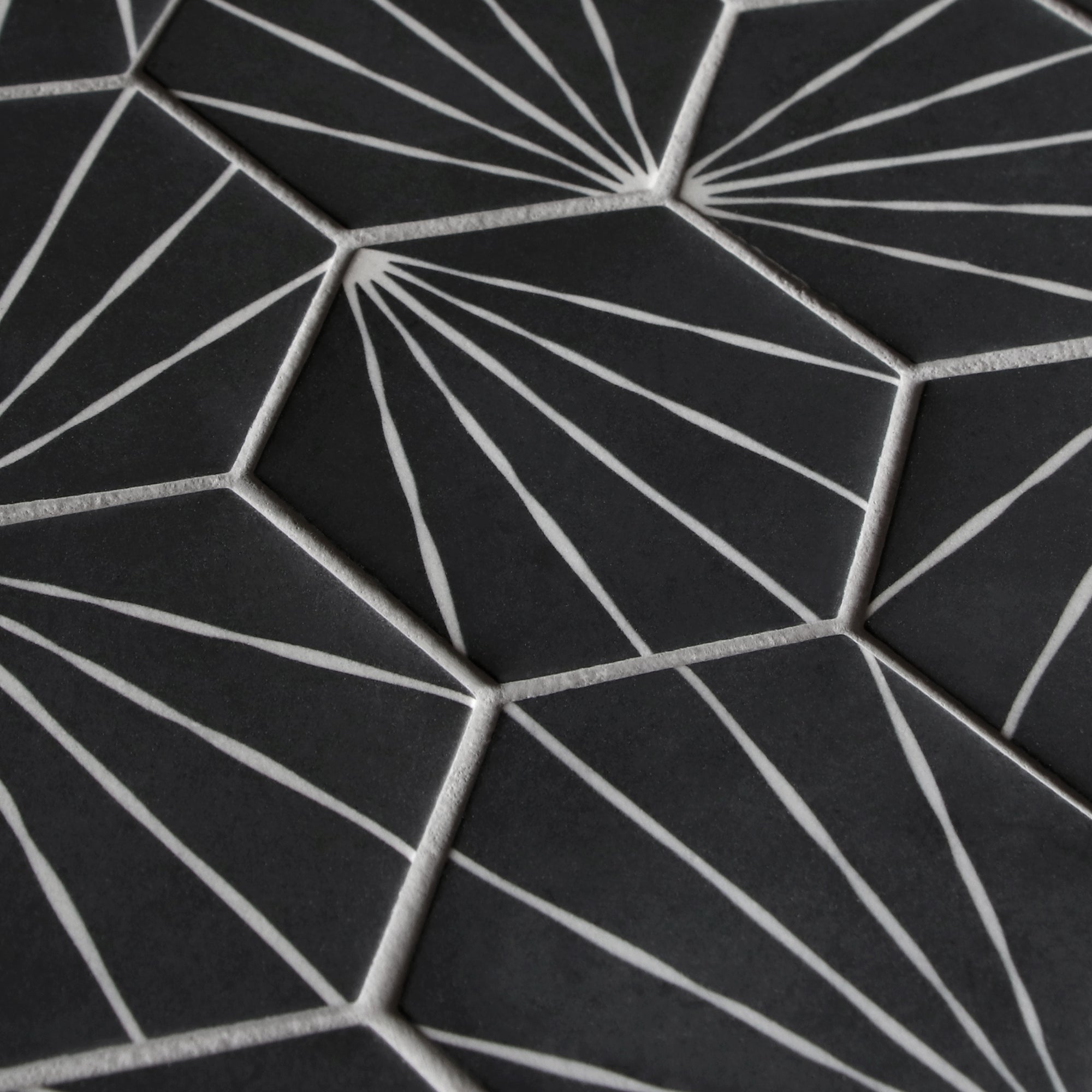 Art Deco Hexagon Black Recycled Glass Floor and Wall Mosaic Tile