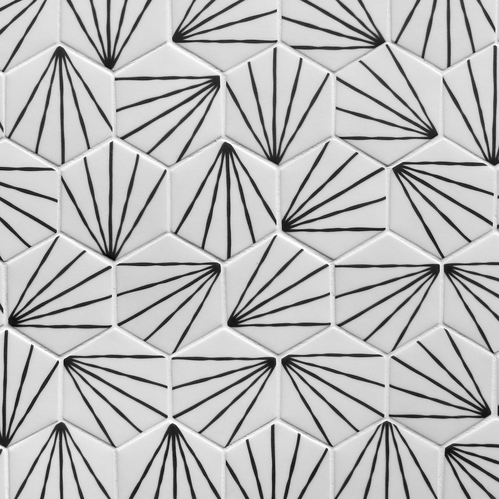 Art Deco Hexagon White Recycled Glass Floor and Wall Mosaic Tile