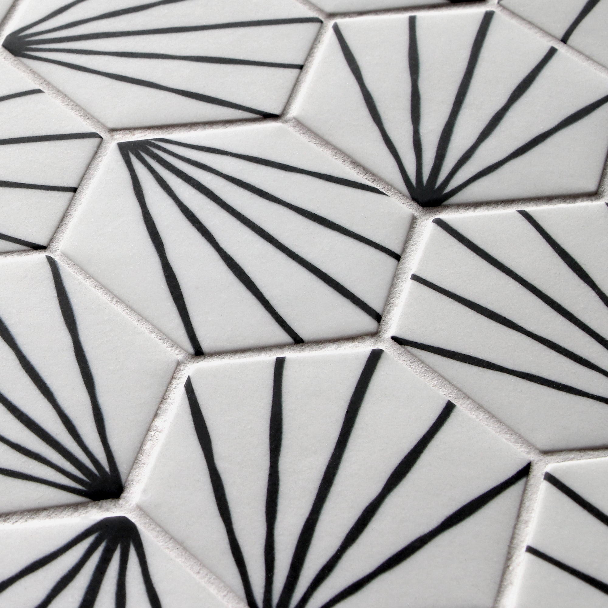 Art Deco Hexagon White Recycled Glass Floor and Wall Mosaic Tile