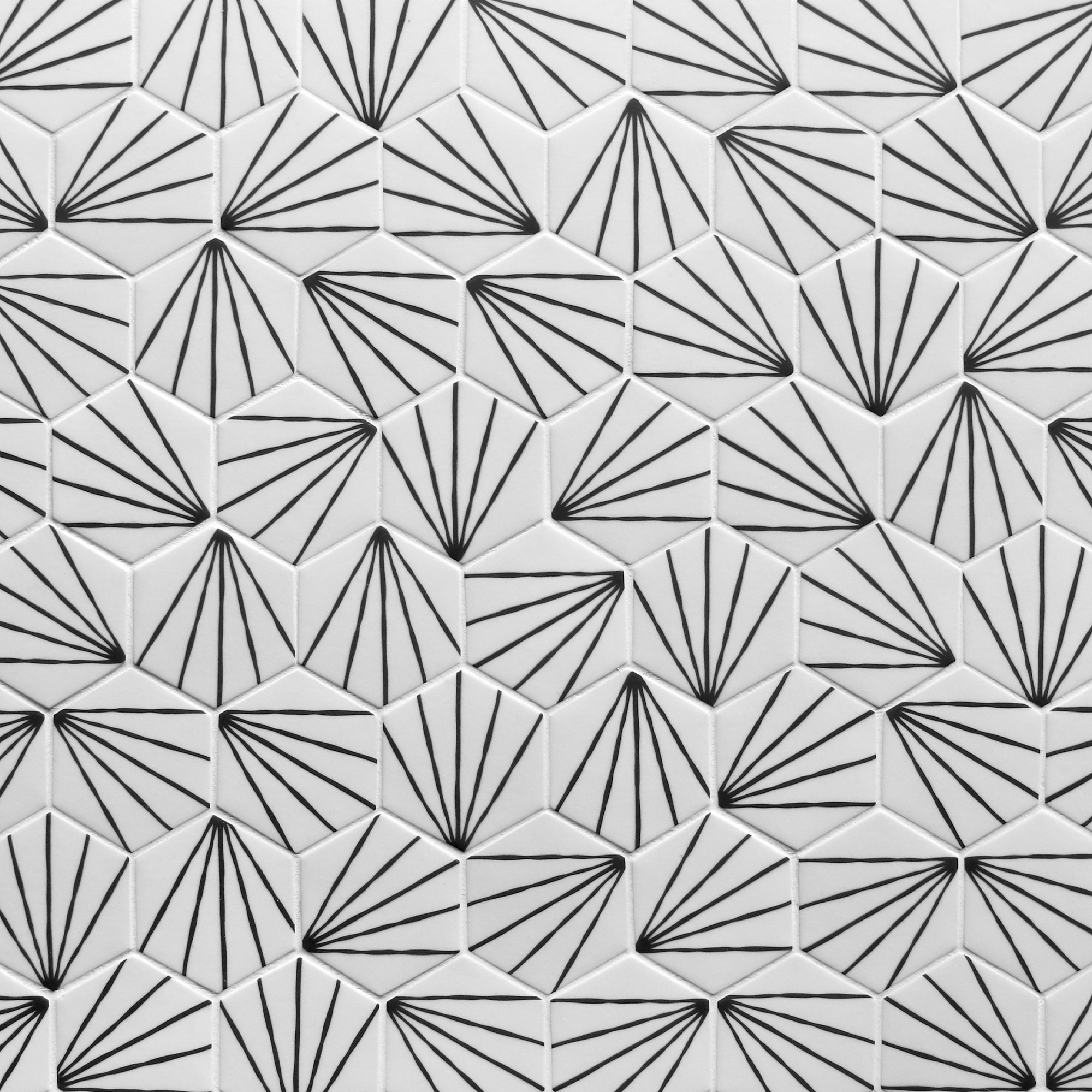 Art Deco Hexagon White Recycled Glass Floor and Wall Mosaic Tile